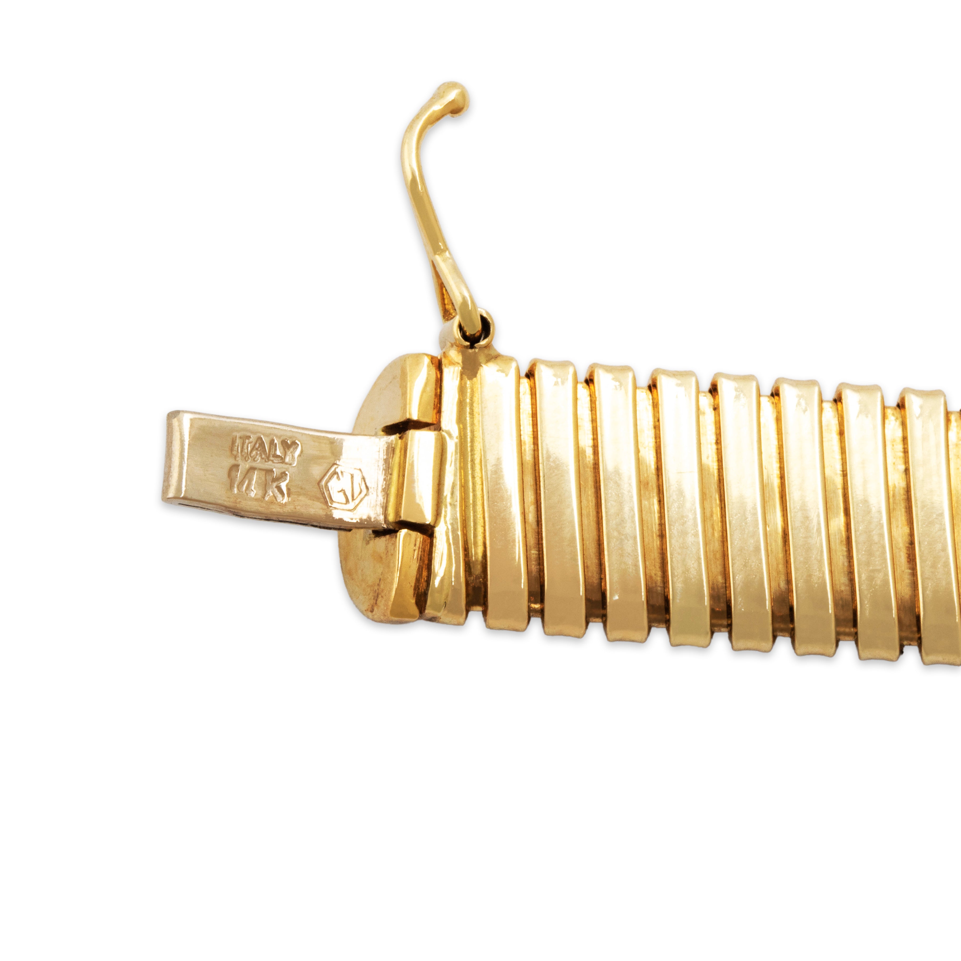 Vintage Italian 14k Yellow Gold Sleek Tubular Snake Chain Bracelet - Hallmark view