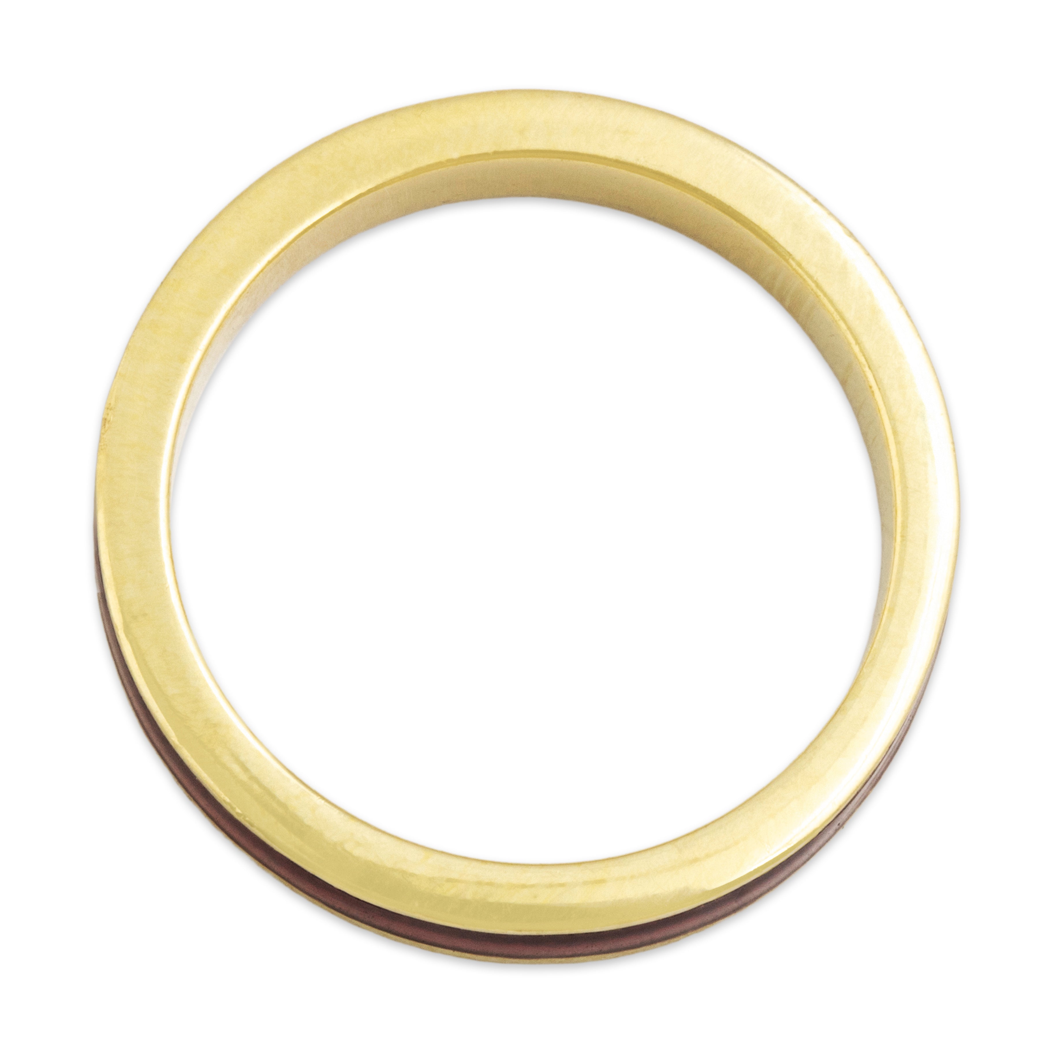 Vintage 18k Yellow Gold Sleek Red Enamel Eternity Band Ring - detail view #1