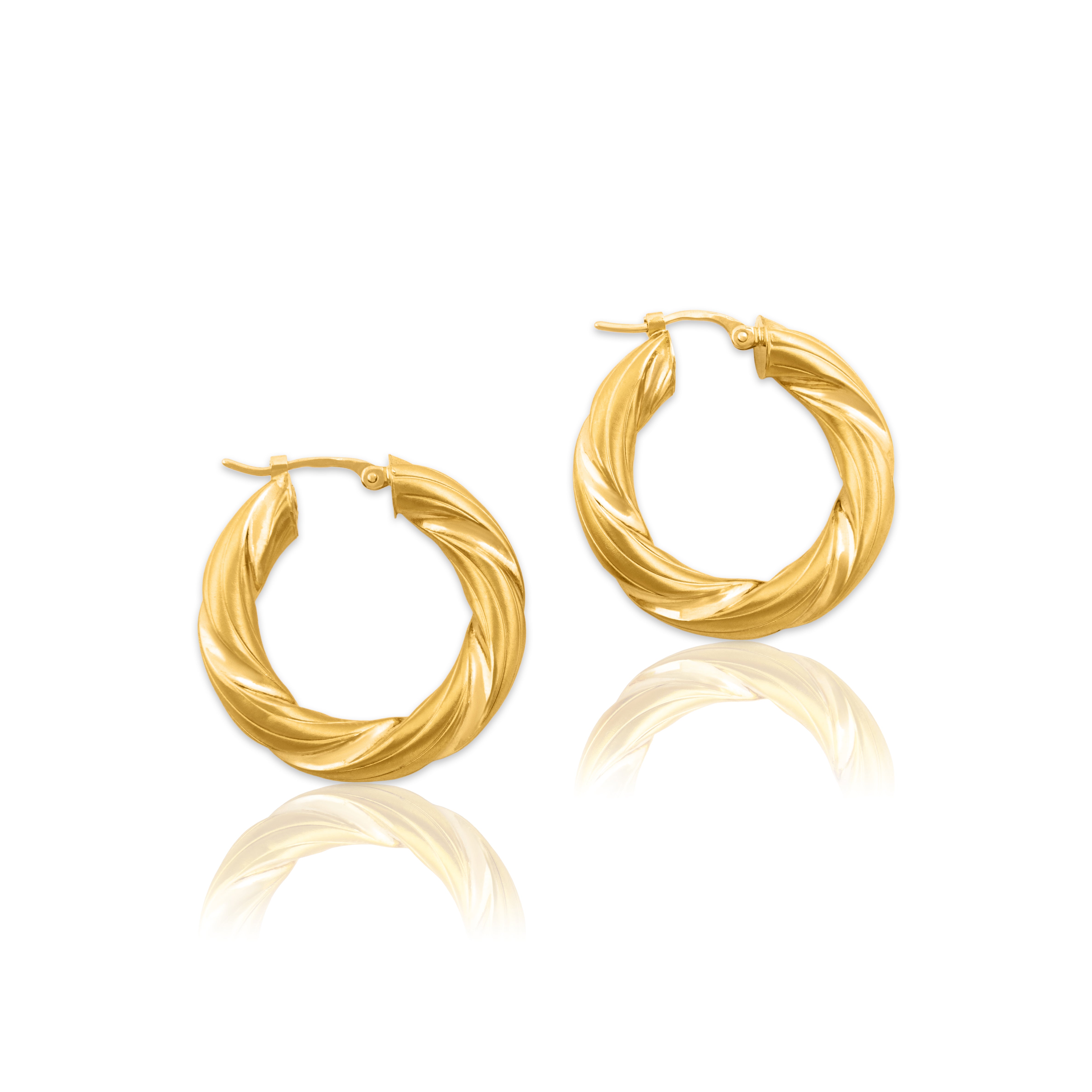 Vintage Italian 18k Yellow Gold Bold Twisted Rope Hoop Earrings