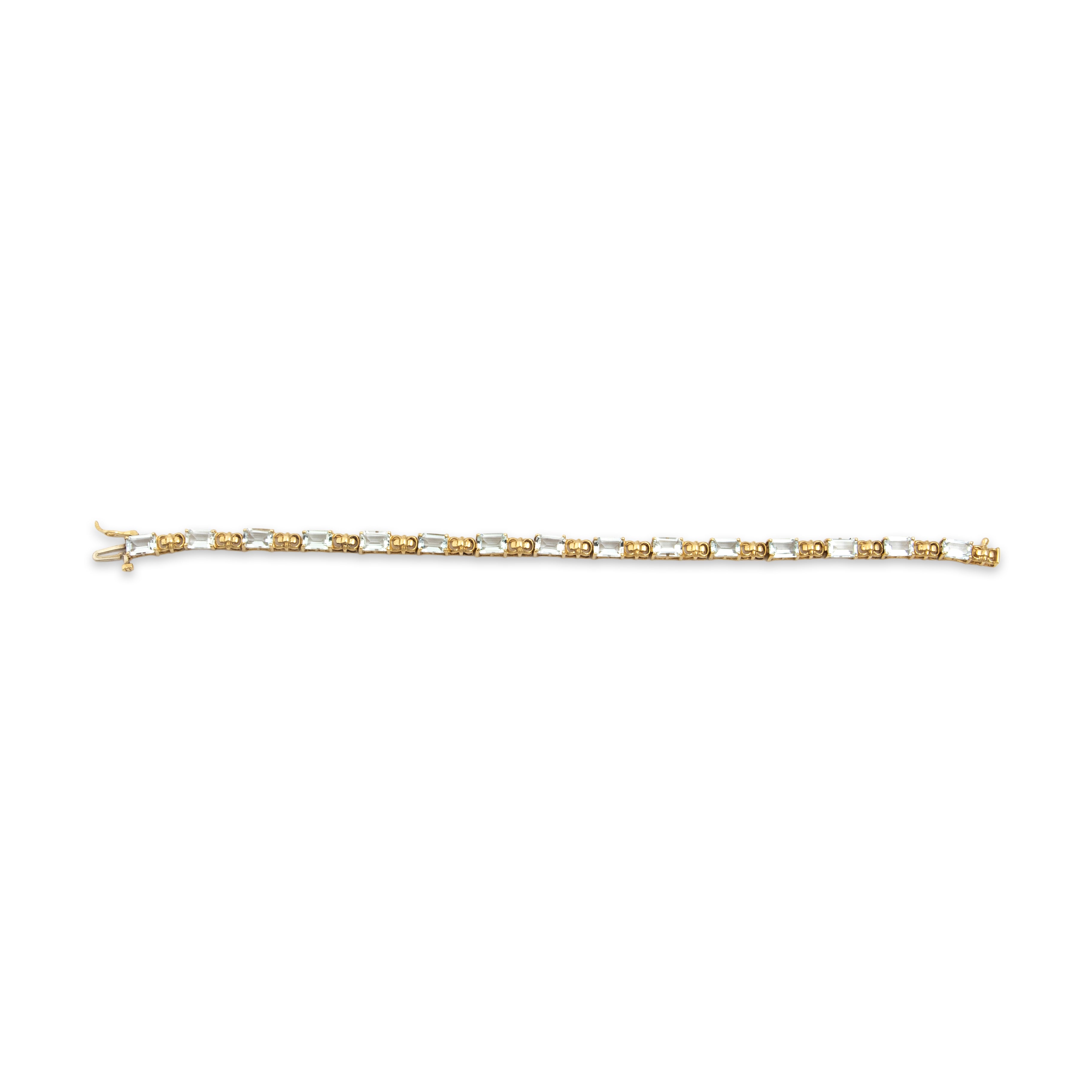Vintage 10k Yellow Gold Aquamarine Elegant Geometric Bracelet - Overall view