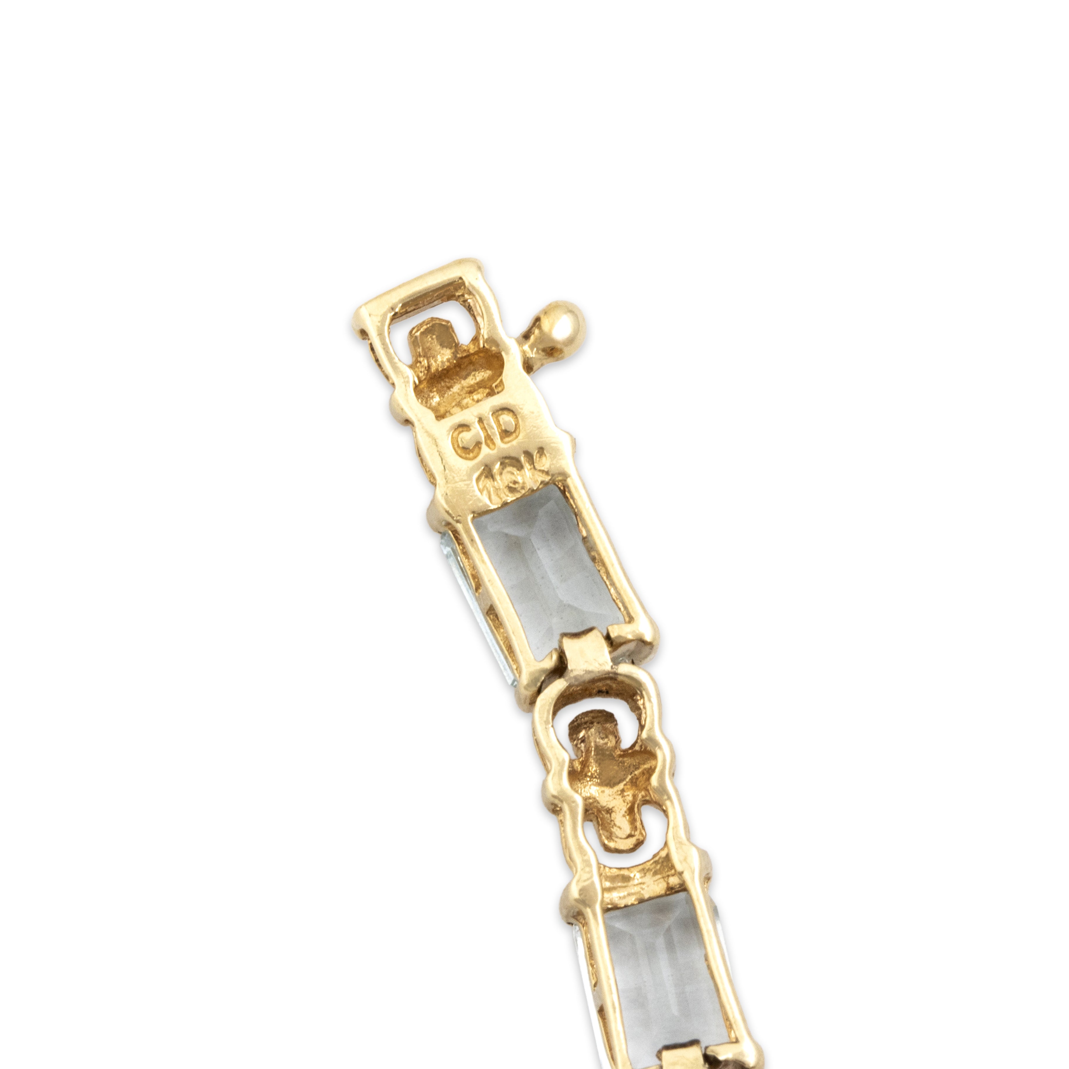 Vintage 10k Yellow Gold Aquamarine Elegant Geometric Bracelet - Hallmark view