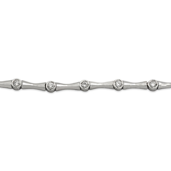 Vintage 18k White Gold Diamond Sleek Elongated Link Tennis Bracelet 6.75