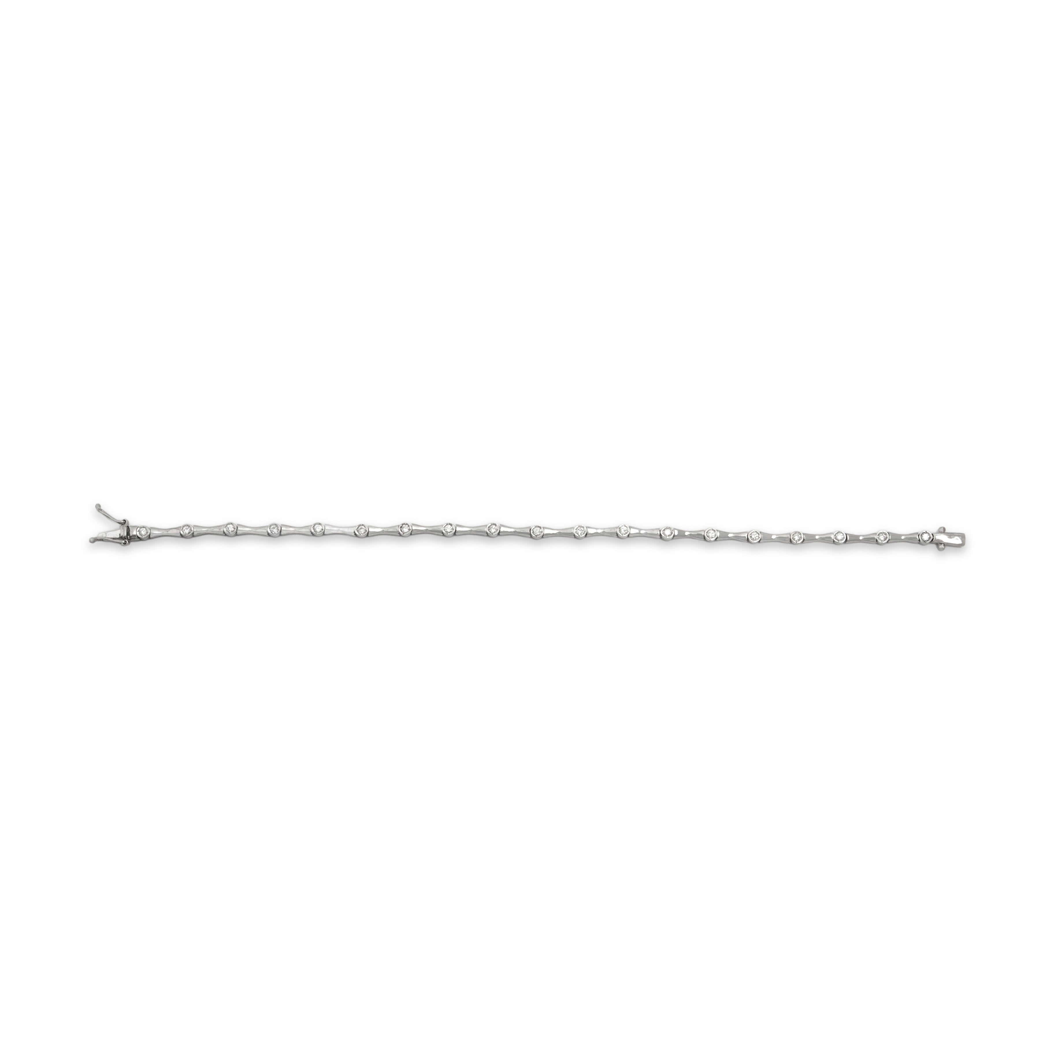 Vintage 18k White Gold Diamond Sleek Elongated Link Tennis Bracelet - Overall view