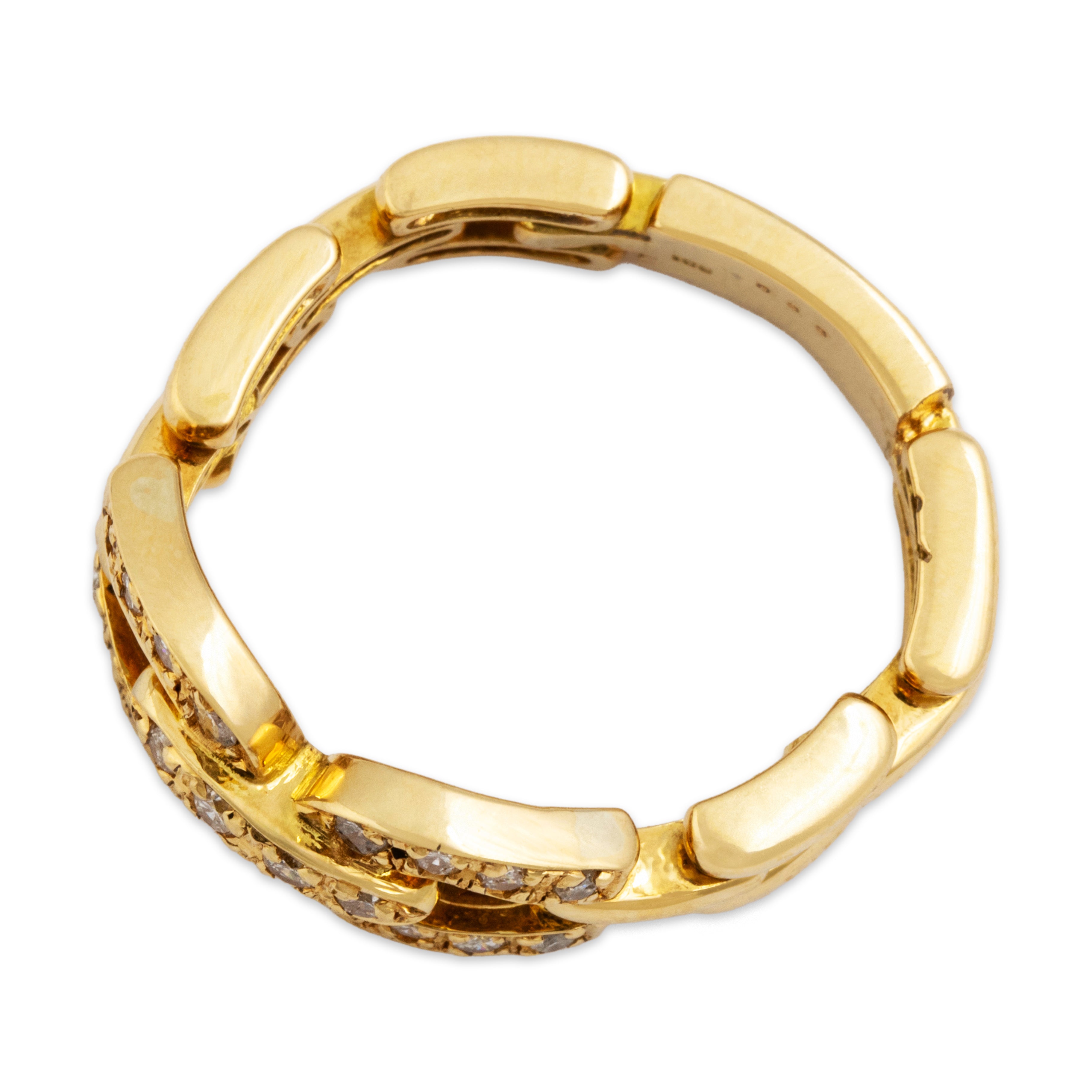 Vintage 18k Yellow Gold Diamond Buckle Chain Ring - Overall view