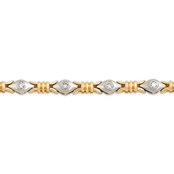 Vintage 14k Yellow & White Gold .64cttw Diamond Chic Station Bracelet 6.75