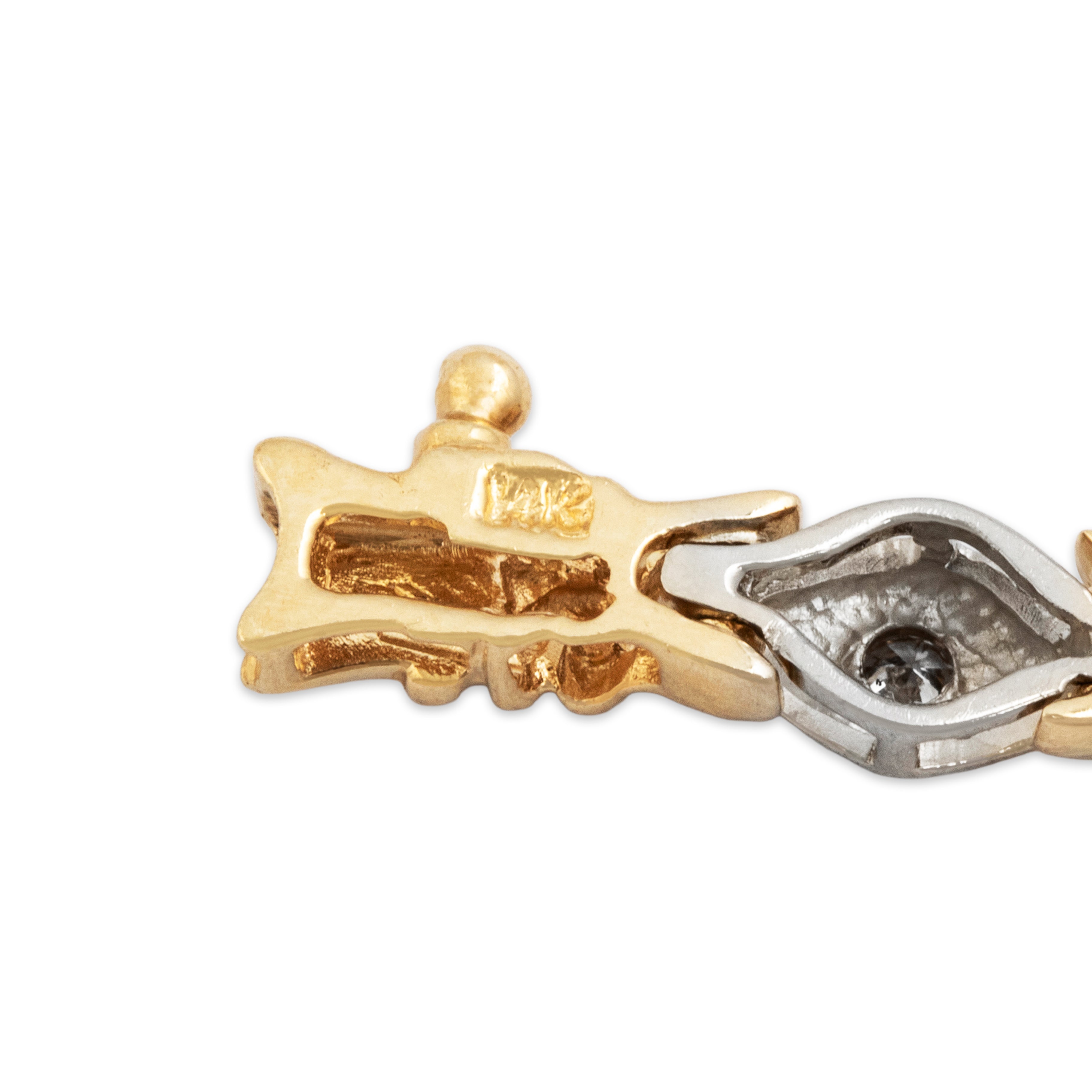 Vintage 14k Yellow & White Gold .64cttw Diamond Cat-Eye Station Bracelet - Hallmark view