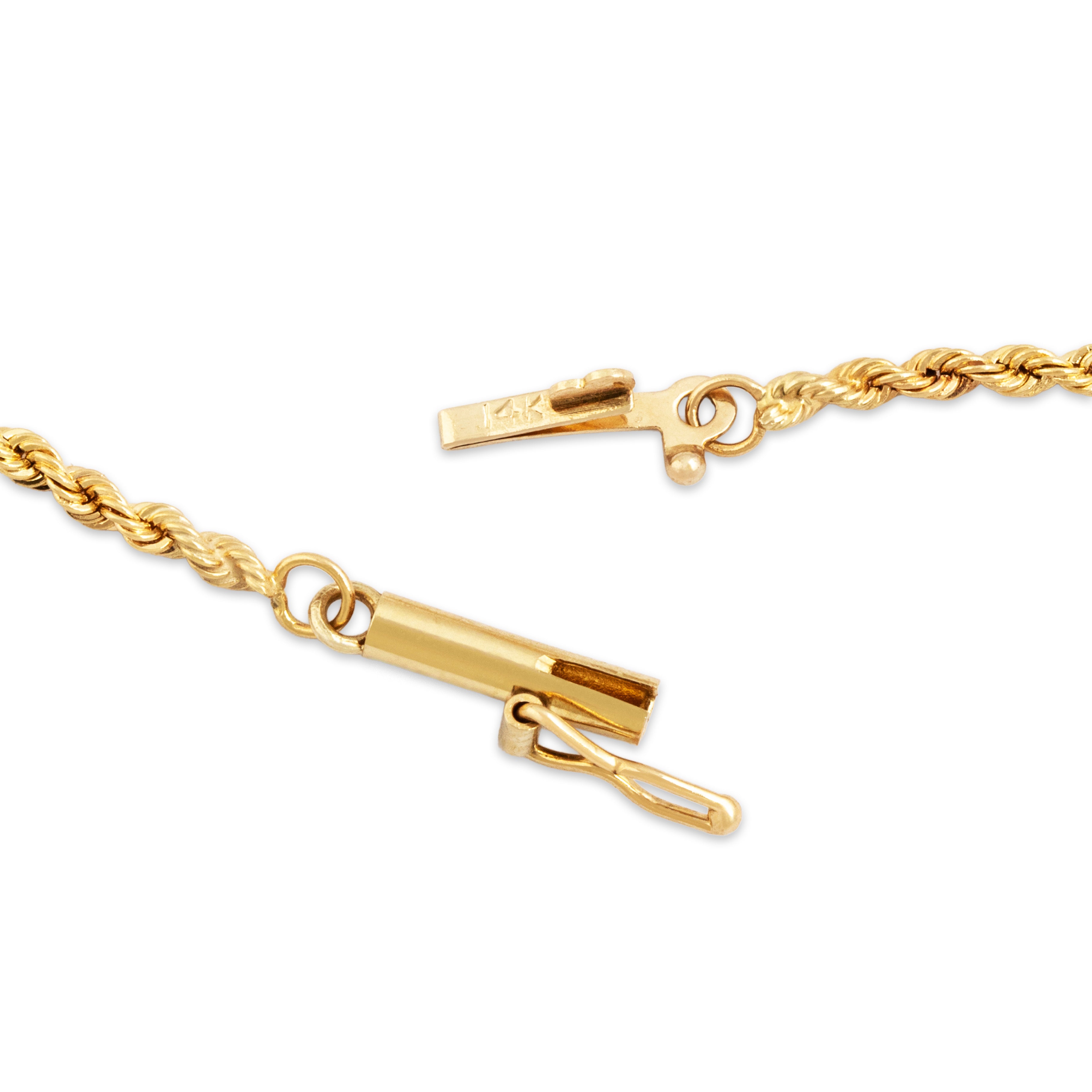 Vintage 14k Yellow Gold Ruby Diamond Chevron Flower Drop Necklace - clasp view