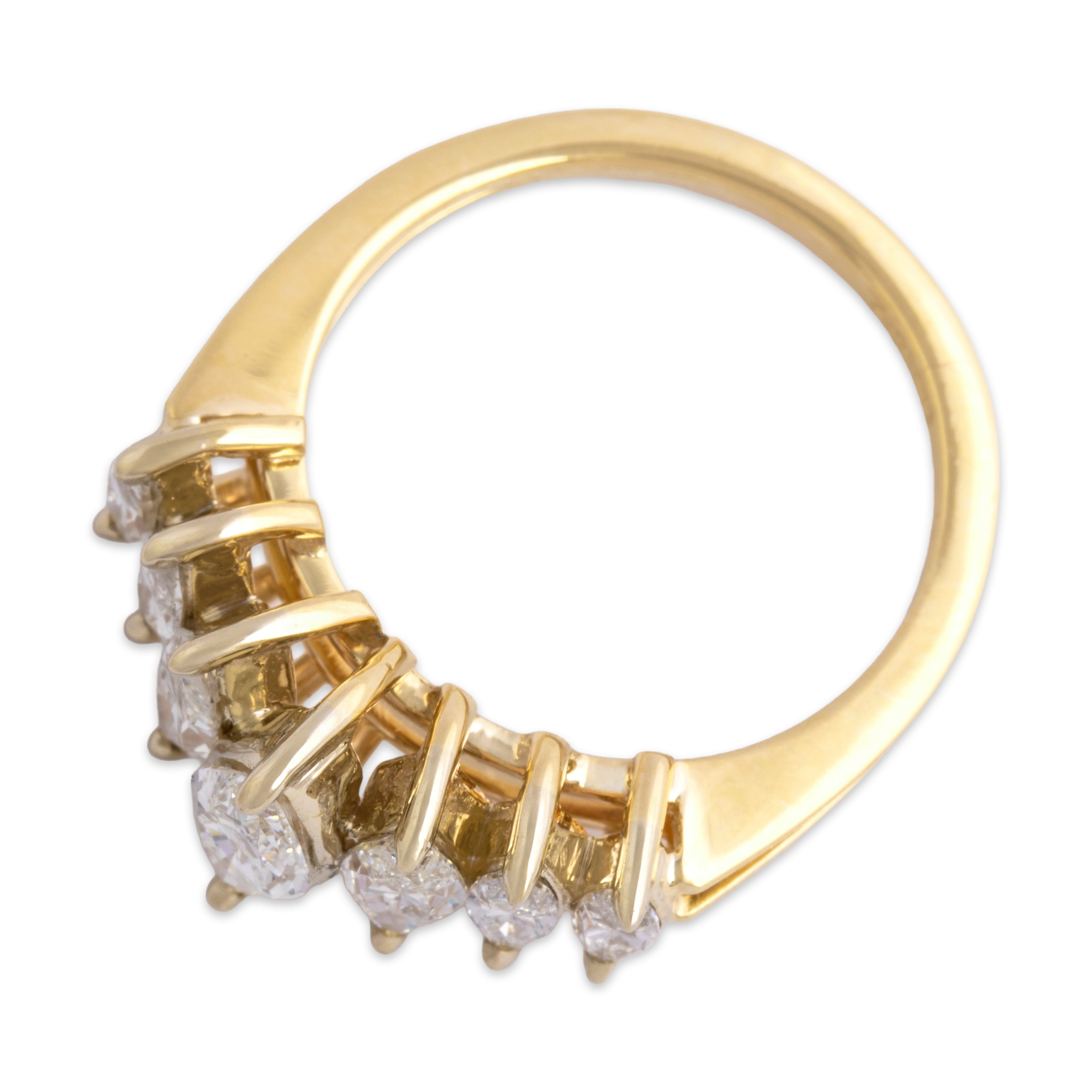 Vintage 14k Yellow Gold 1.27cttw Diamond Graduating Marquise Split-Shank Ring 5.75