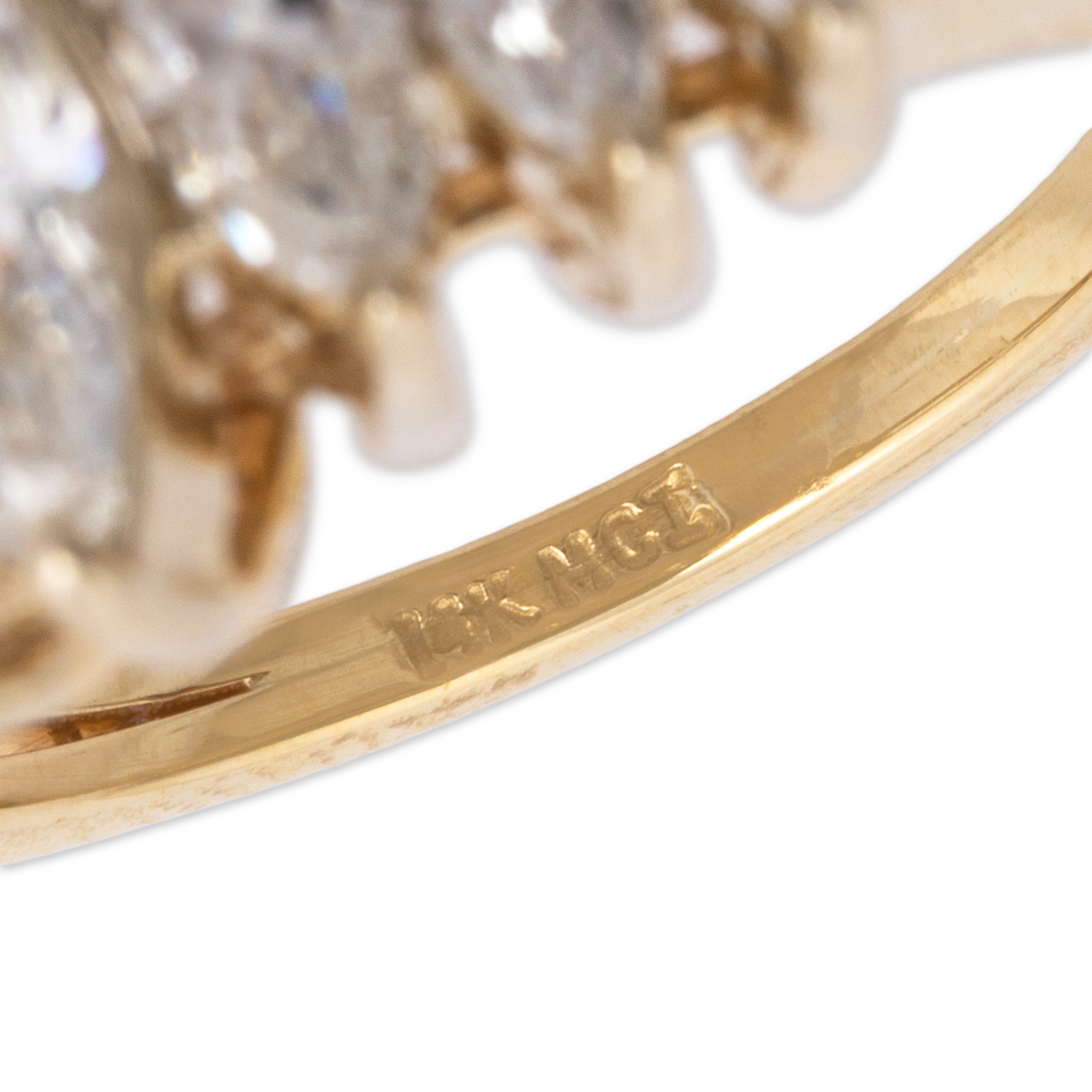 Vintage 14k Yellow Gold 1.27cttw Diamond Graduating Marquise Split-Shank Ring 5.75