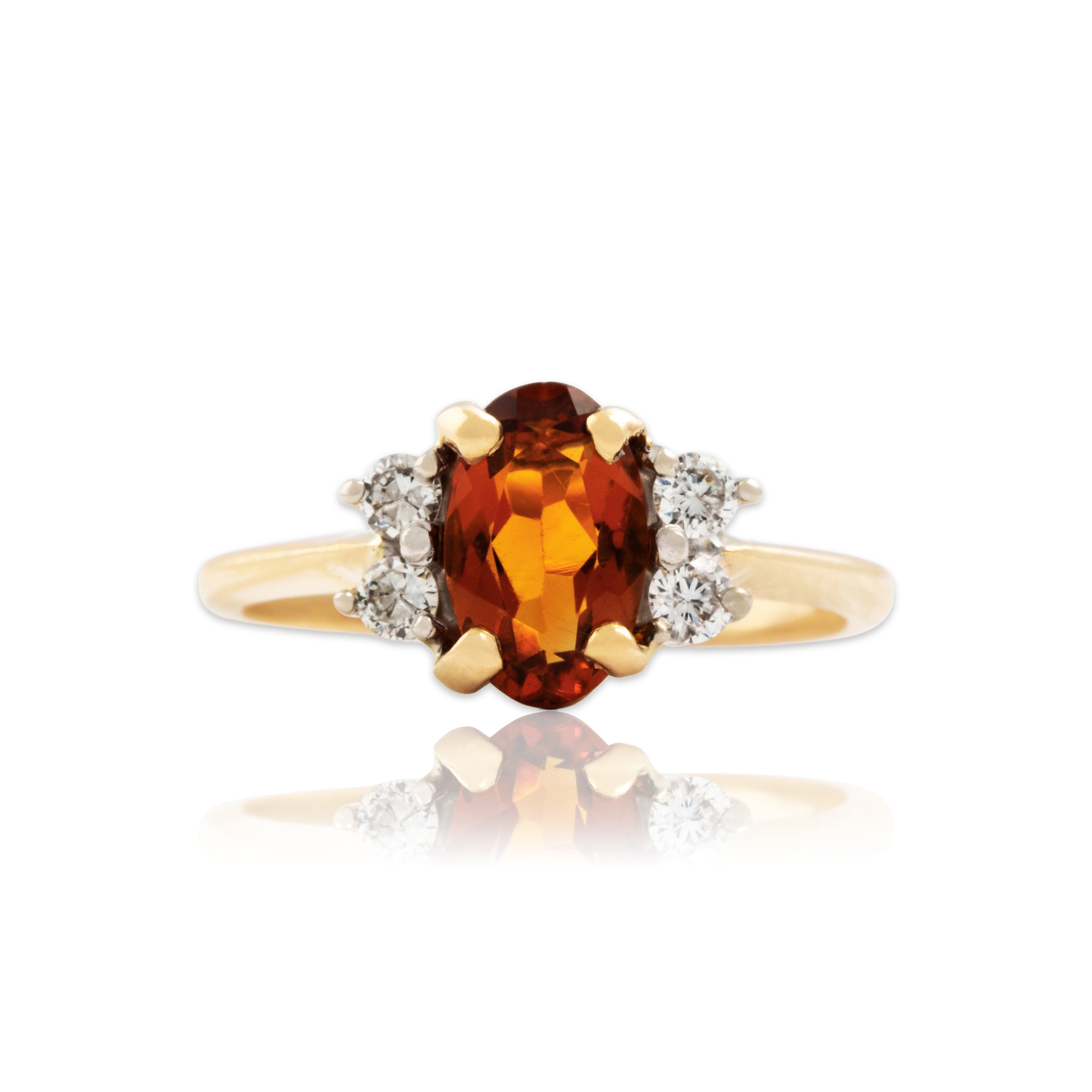 Vintage 14k Yellow Gold 1.01ct Palmeira Citrine Diamond Warm Golden Glow Ring - Close-up view