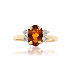 Vintage 14k Yellow Gold 1.01ct Palmeira Citrine Diamond Golden Glow Ring 6.25