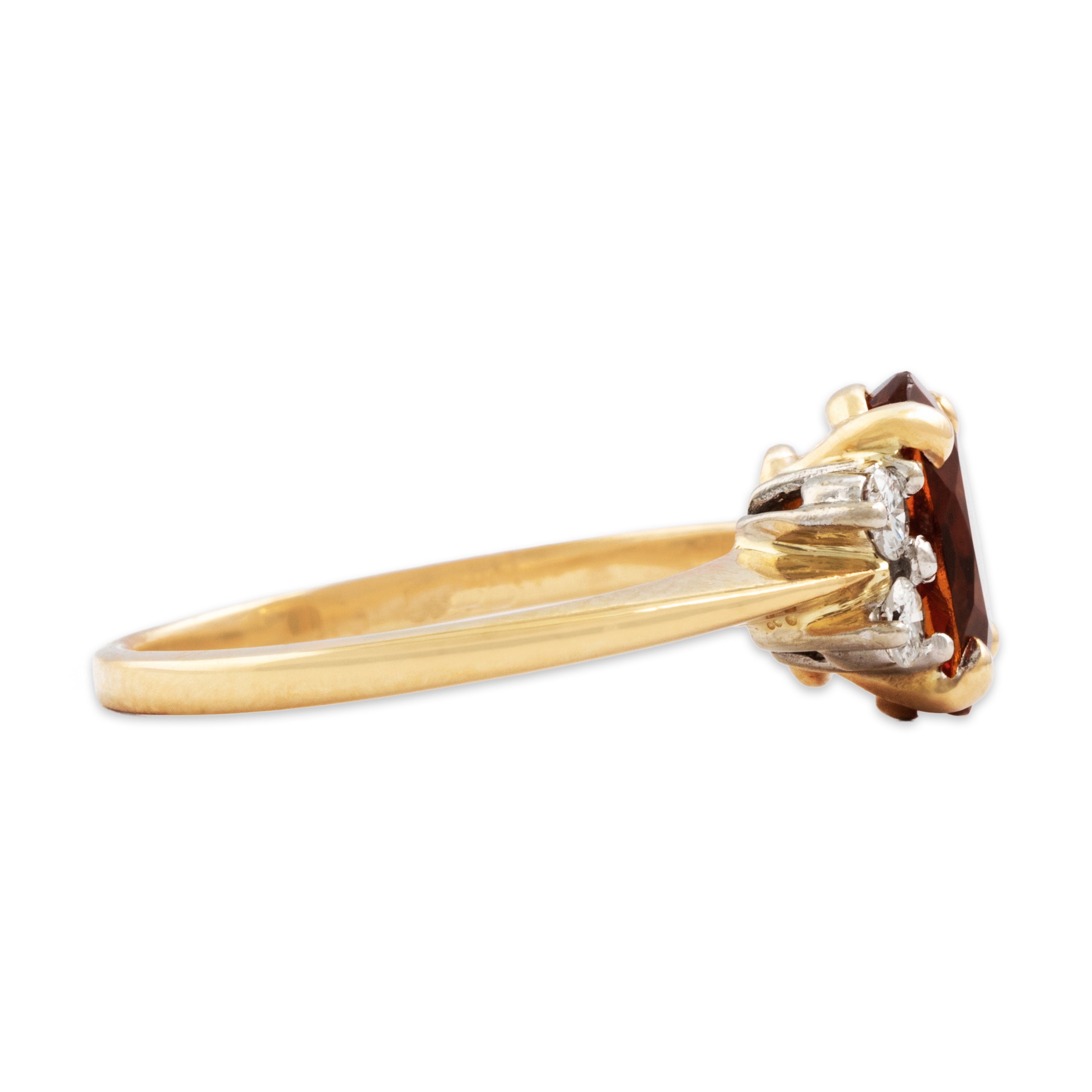 Vintage 14k Yellow Gold 1.01ct Palmeira Citrine Diamond Warm Golden Glow Ring - Side view