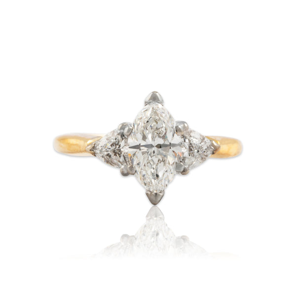 Vintage 14k Yellow Gold 1cttw Diamond Fabulous Starlight Marquise Trio Ring 5.00