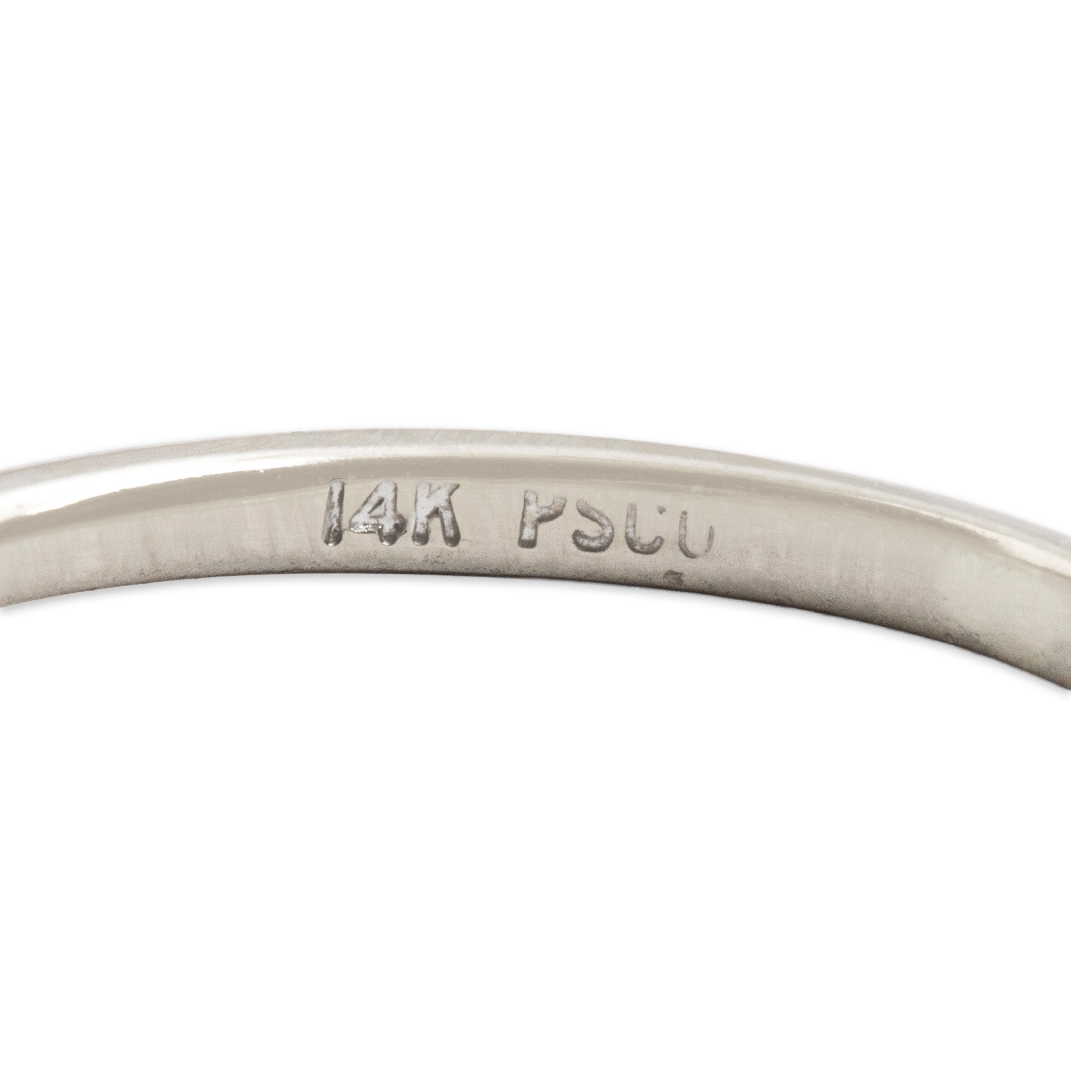 Vintage 14k White Gold .59ct Blue Sapphire Diamond Refined Vibrant Oval Ring - Hallmark view