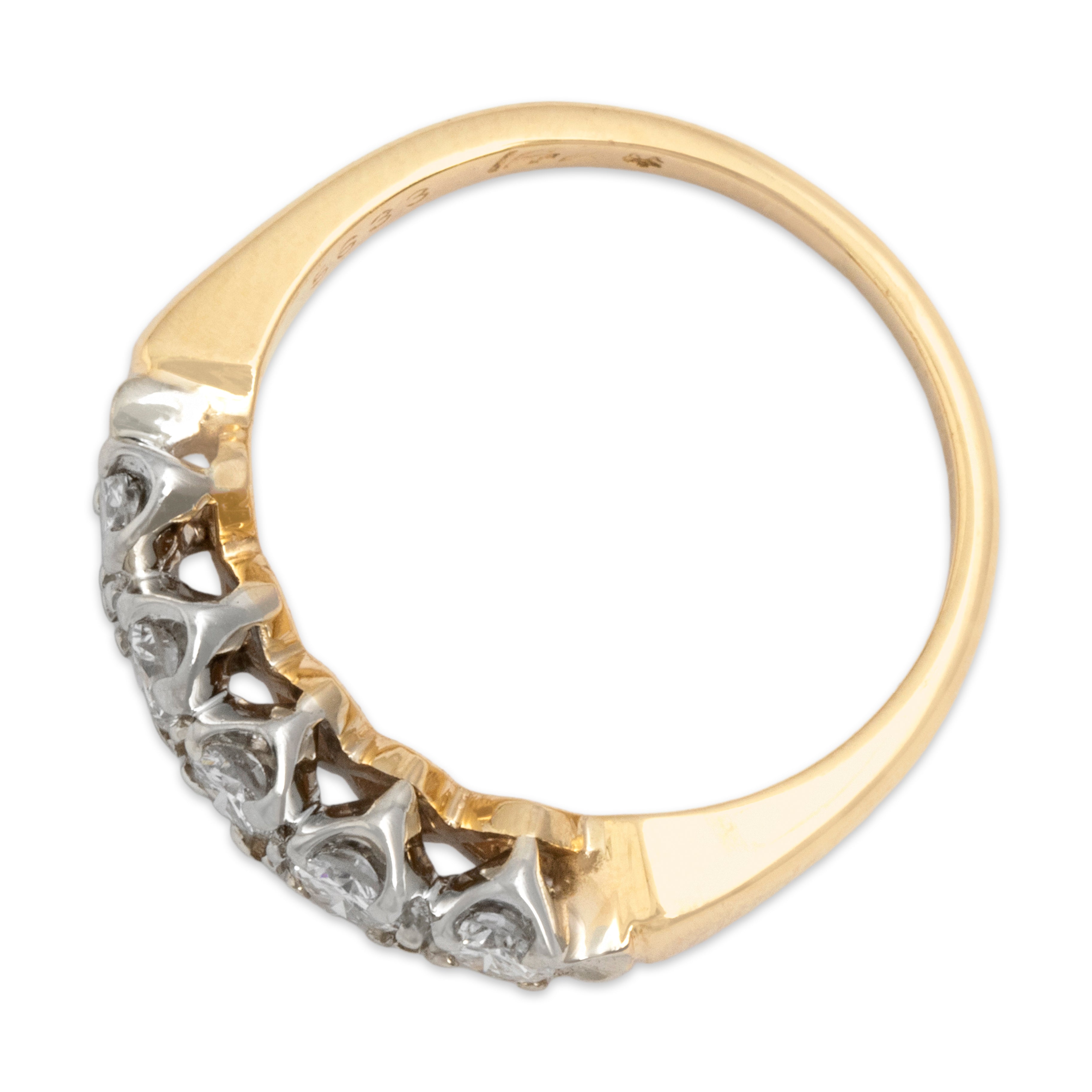 Vintage 14k Yellow & White Gold .6cttw Diamond Glittering Line Band Ring - Overall view