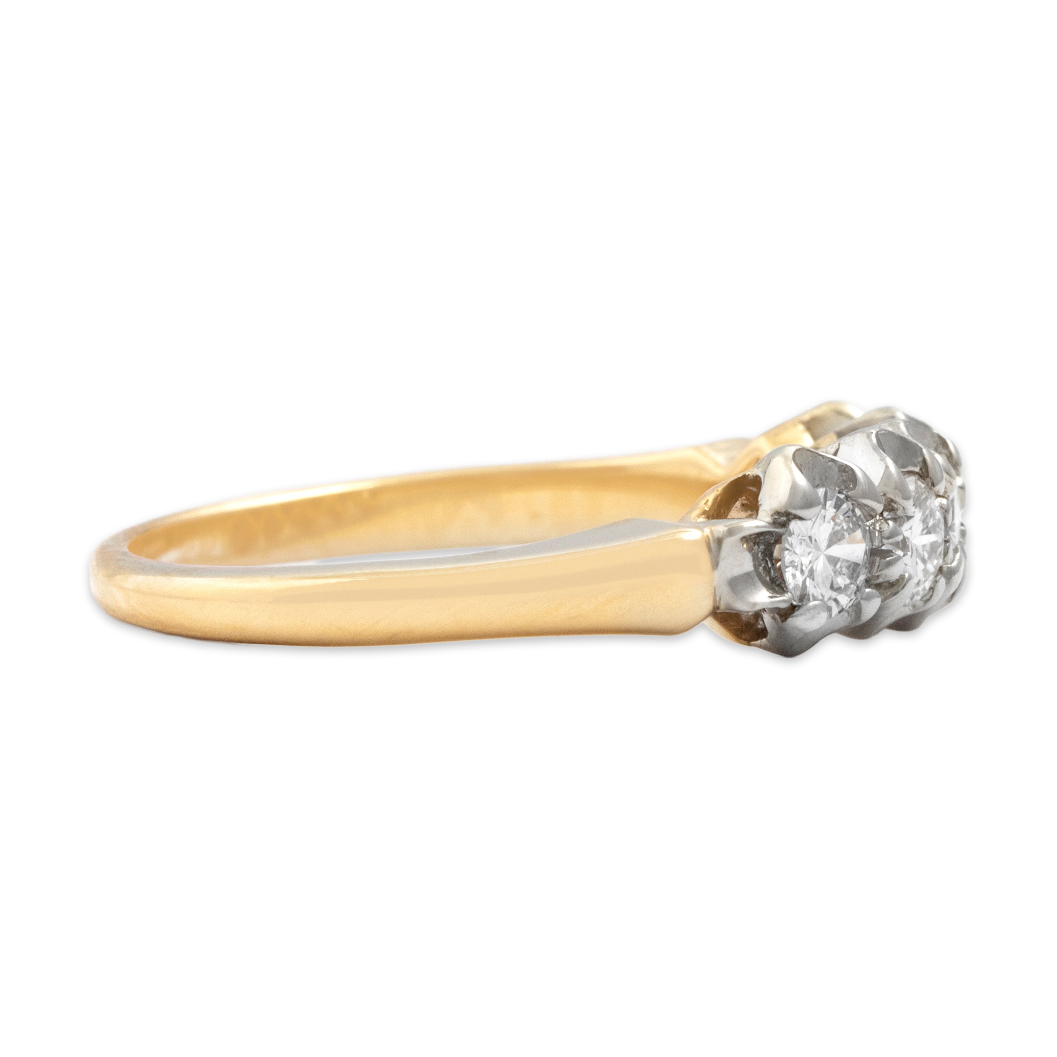 Vintage 14k Yellow & White Gold .6cttw Diamond Glittering Line Band Ring - Side view