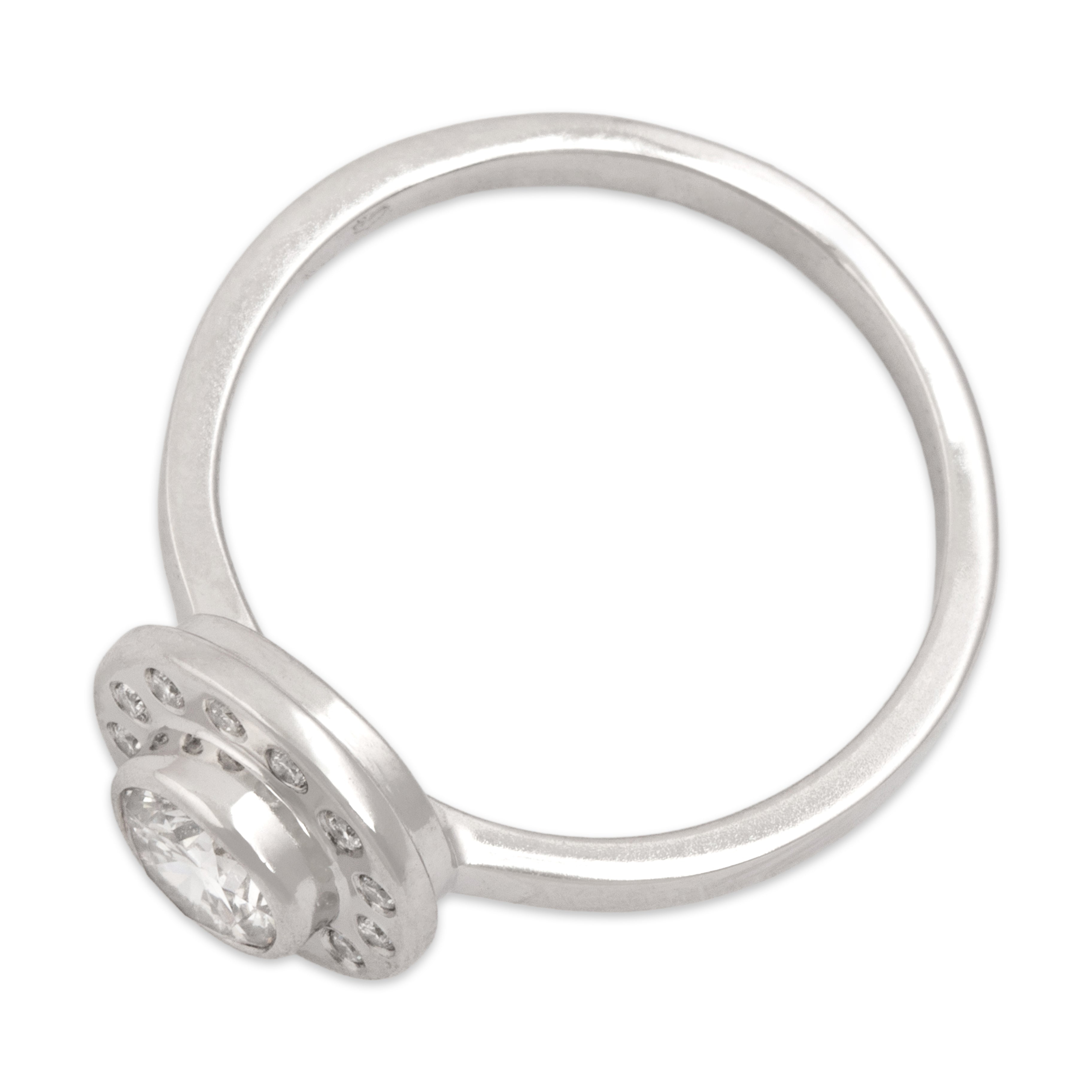 Vintage 14k White Gold Diamond Chic Sparkling Disc Ring - Overall view