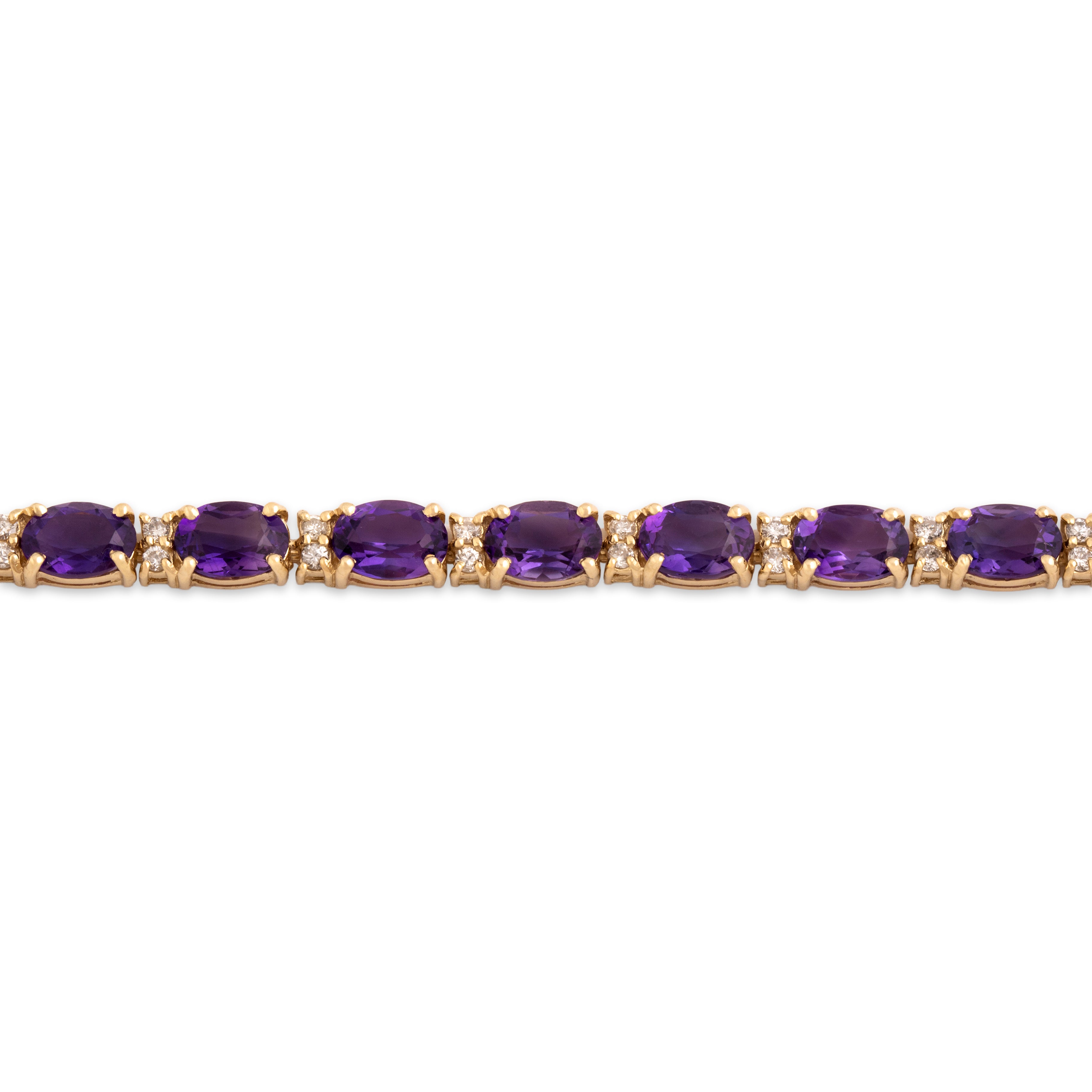 Vintage 14k Yellow Gold 12.51cttw Amethyst .6cttw Diamond Bracelet 6.75