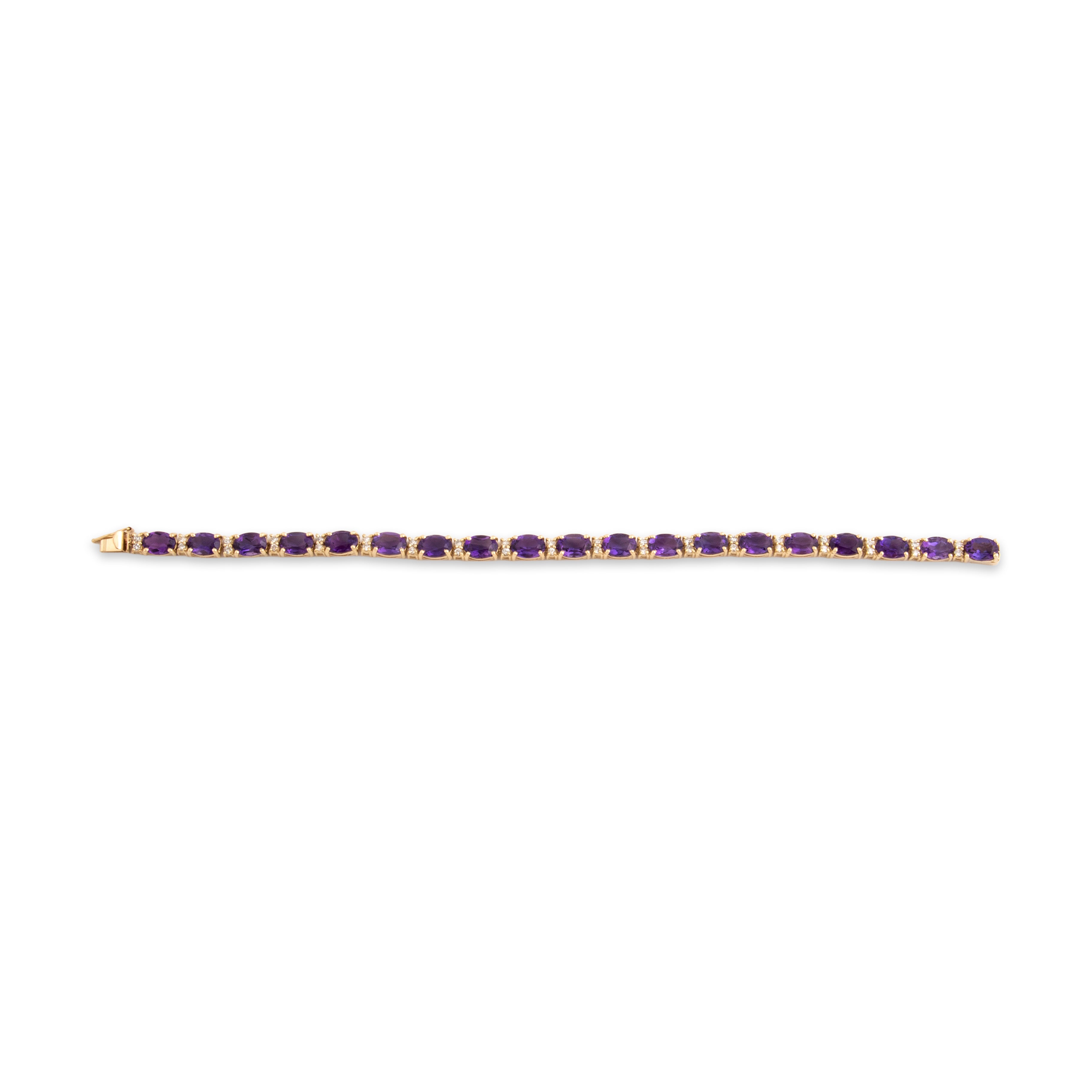 Vintage 14k Yellow Gold 12.51cttw Amethyst .6cttw Diamond Bracelet 6.75
