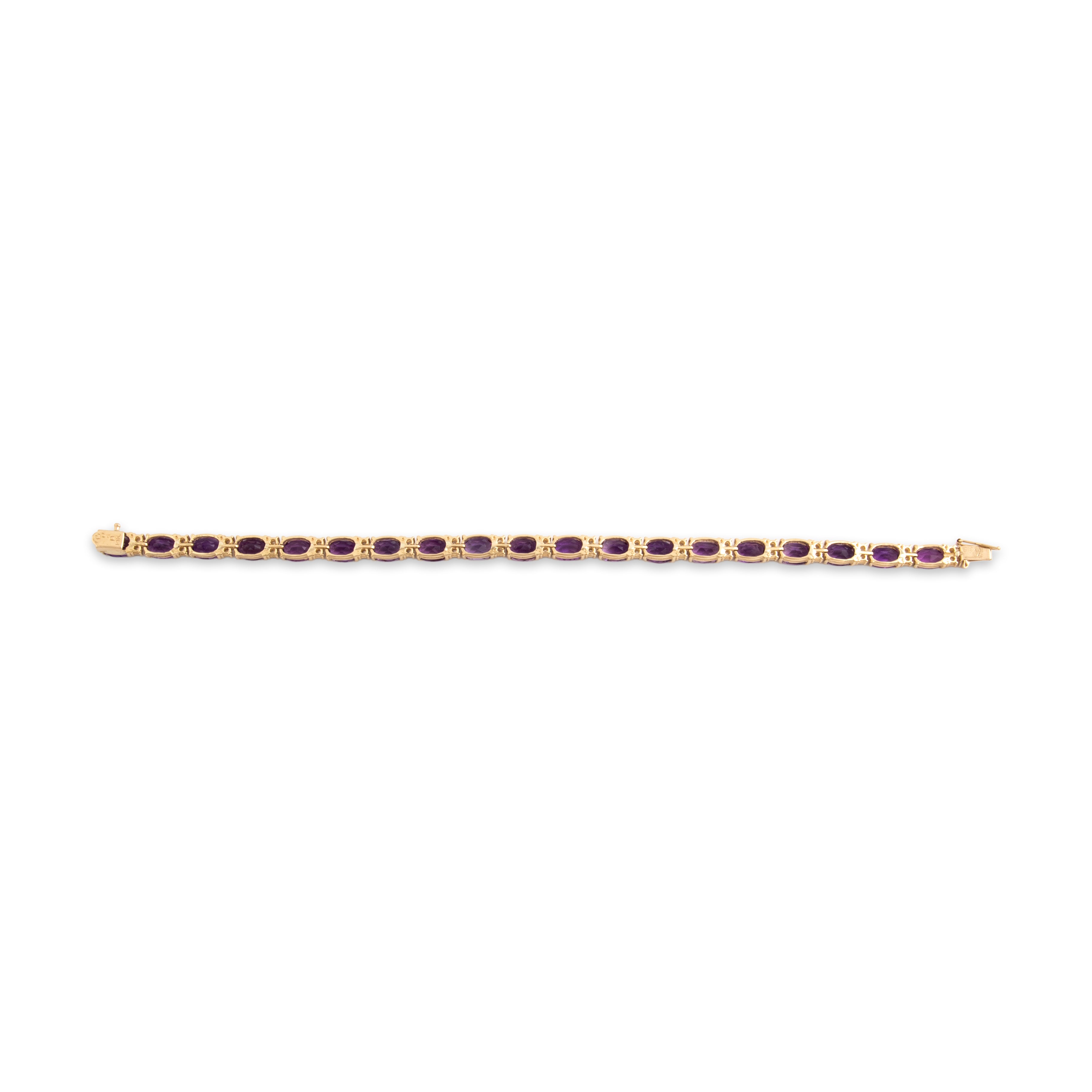 Vintage 14k Yellow Gold 12.51cttw Amethyst .6cttw Diamond Bracelet - Back view