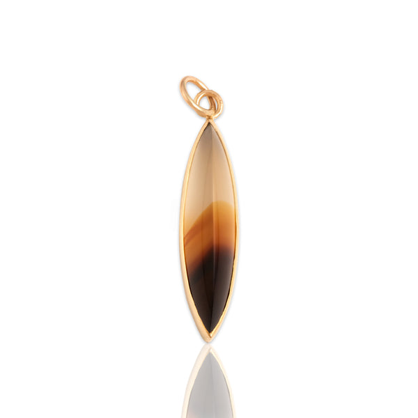 Antique Victorian 10k Yellow Gold 5.69ct Brown Banded Agate Charm / Pendant