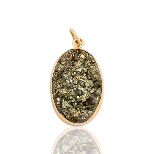 Antique Victorian 14k Rosy Yellow Gold Pyrite Crystal Heavy Charm / Pendant