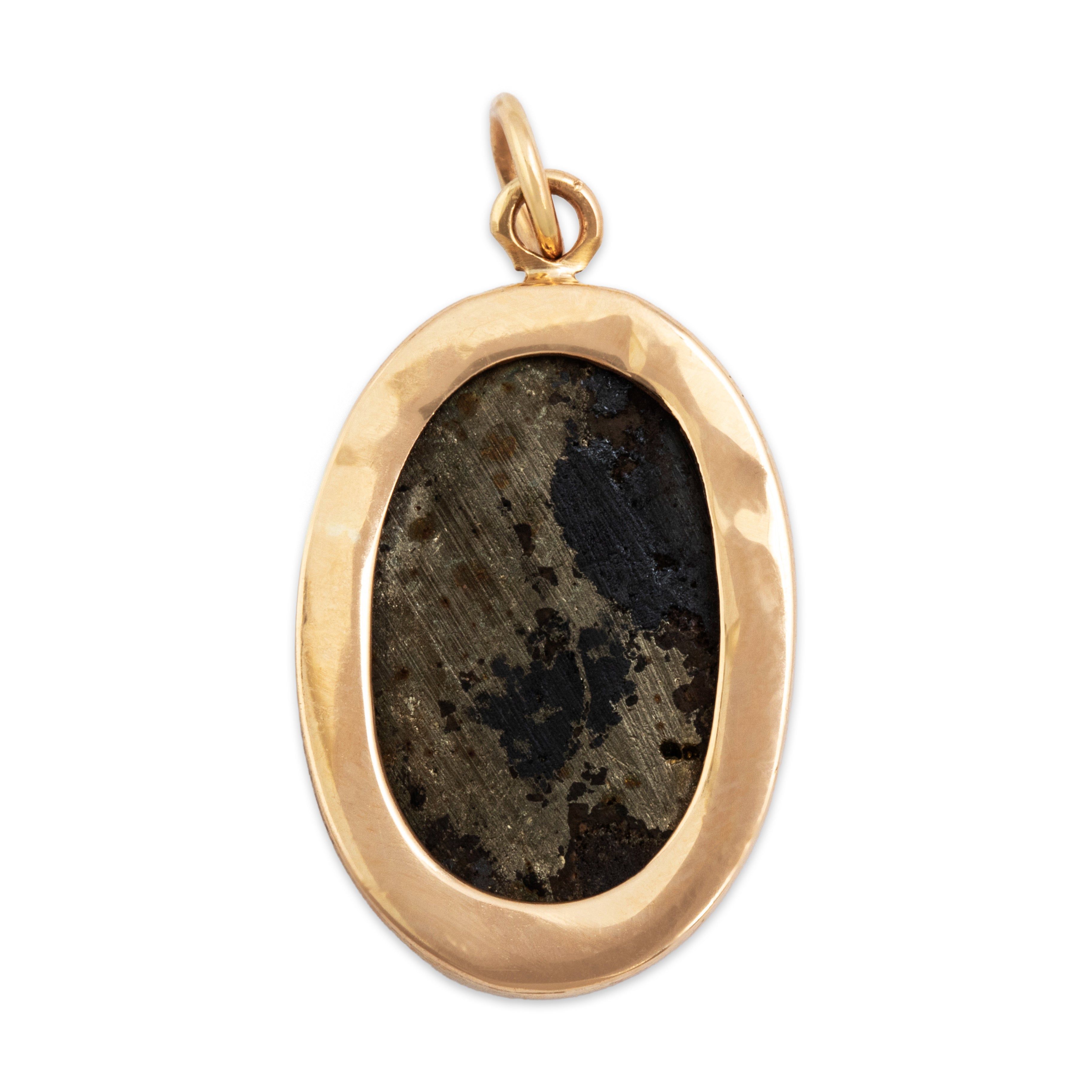 Antique Victorian 14k Rosy Yellow Gold Heavy Glittering Pyrite Crystal Charm / Pendant - Back view