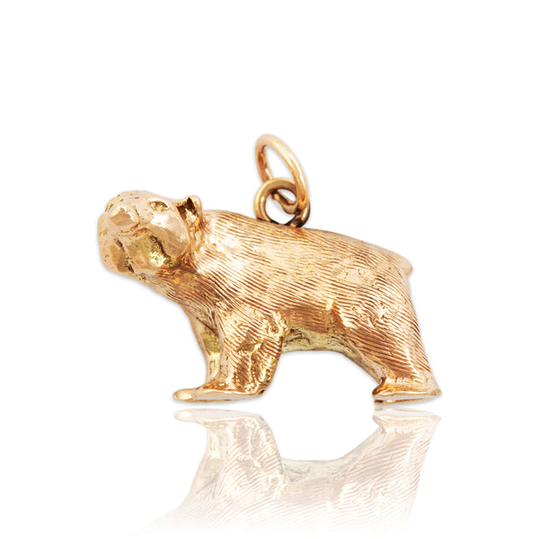 Antique Victorian 14k Rosy Yellow Gold Heavy Figural Bear Charm / Pendant