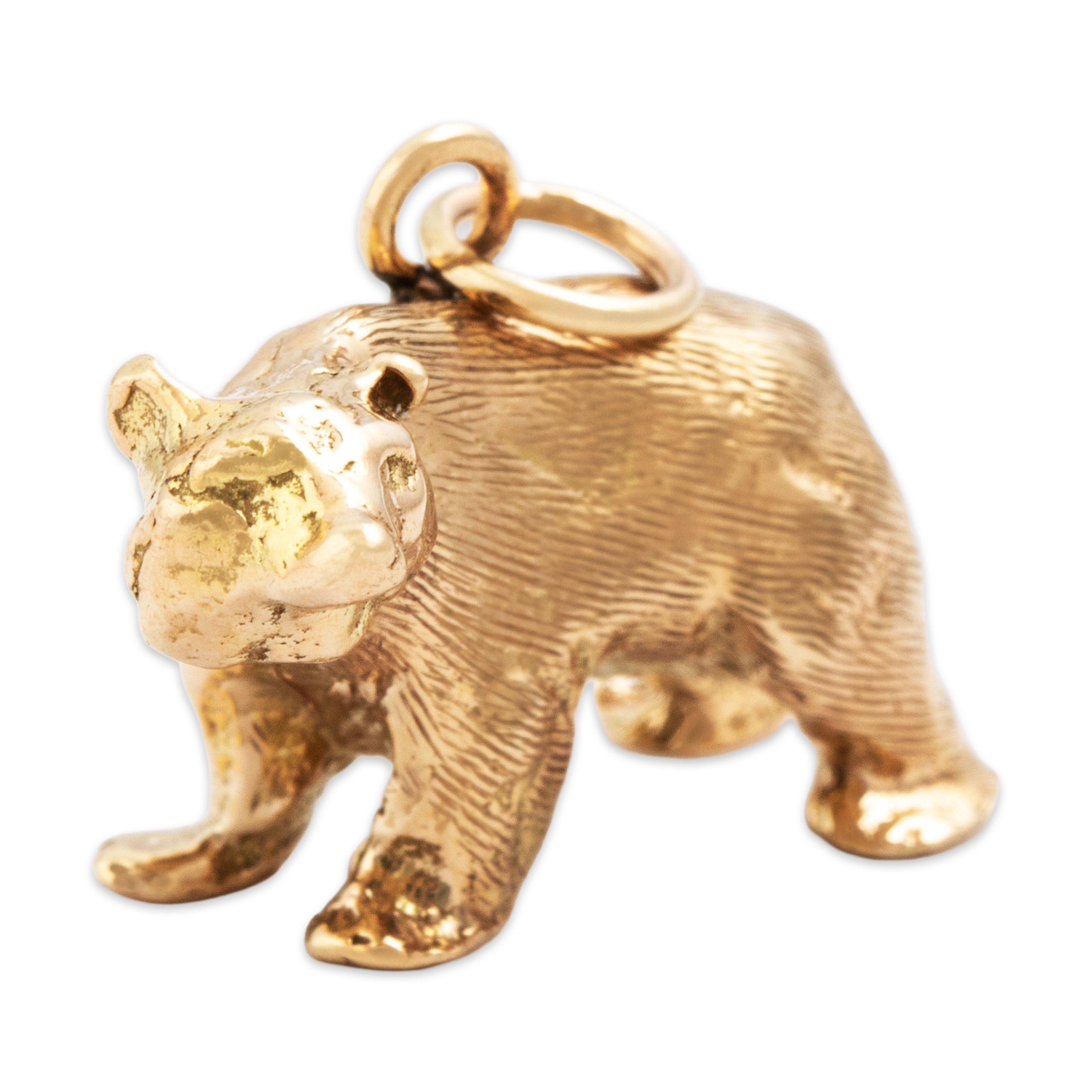 Antique Victorian 14k Yellow Gold Heavy Figural Bear Charm / Pendant - detail view #1