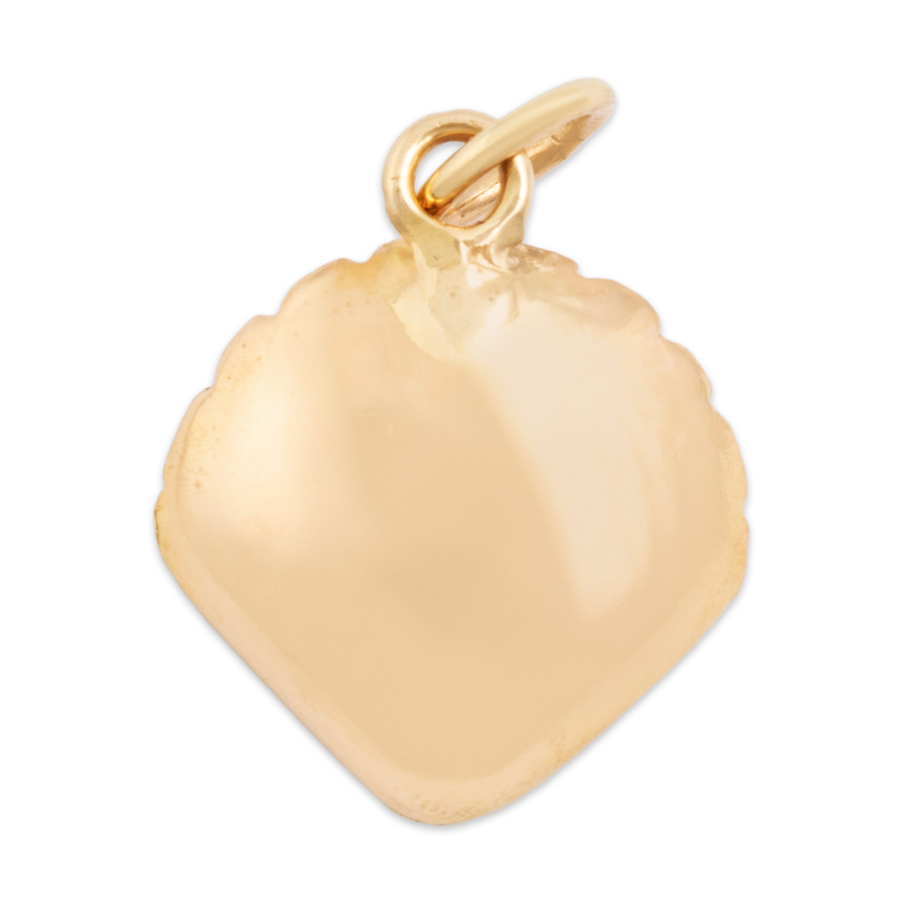 Antique 14k Yellow Gold Pearl Lustrous Sea Shell Charm / Pendant - Back view
