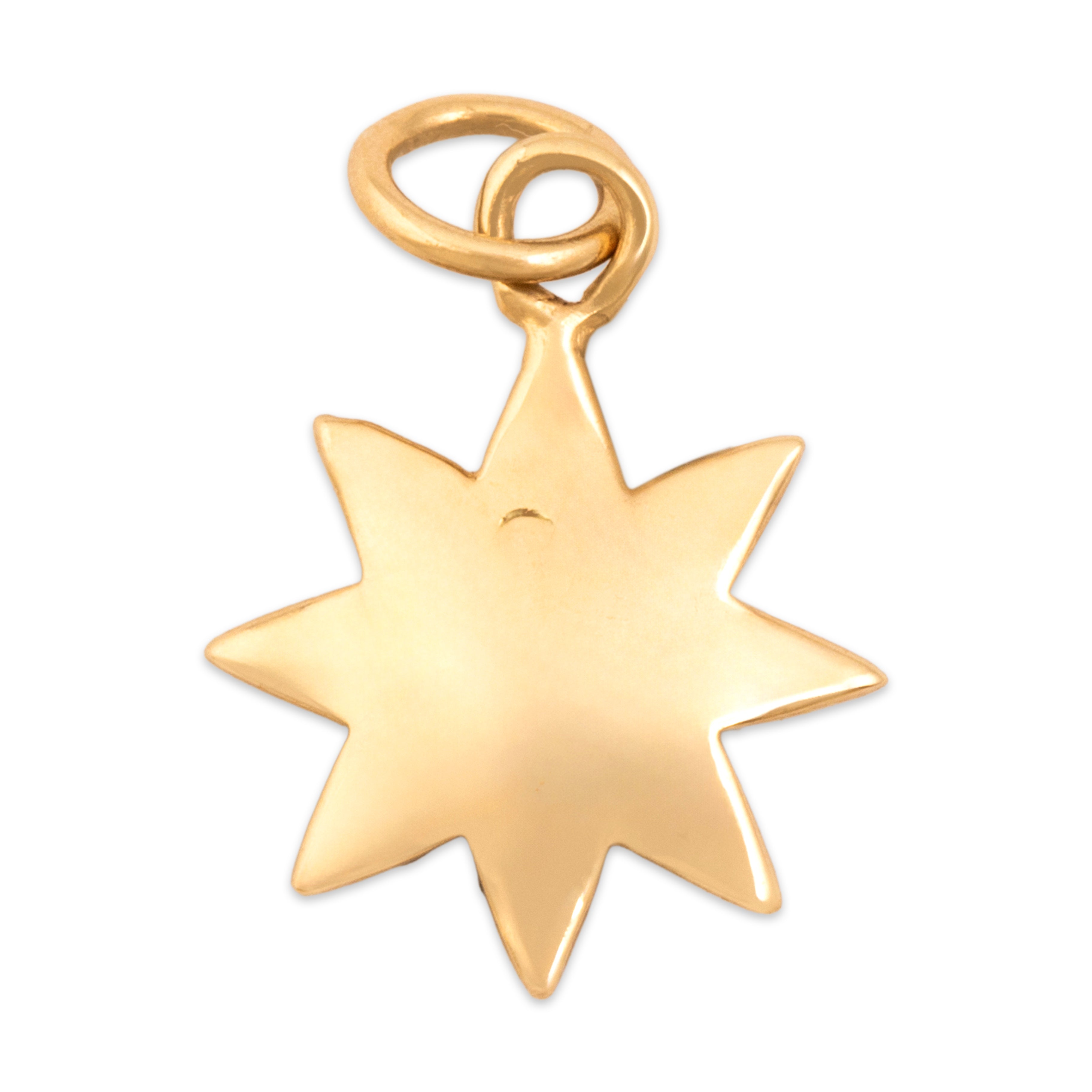Antique 14k Yellow Gold Turquoise Pearl Sweet Star Flower Charm / Pendant - Back view