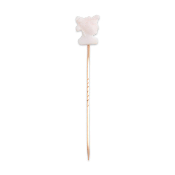 Antique 14k Rosy Yellow Gold Shell Carved Bust Stickpin