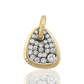 Vintage Heavy 14k Yellow Gold Diamond Sparkling Pebble Pendant