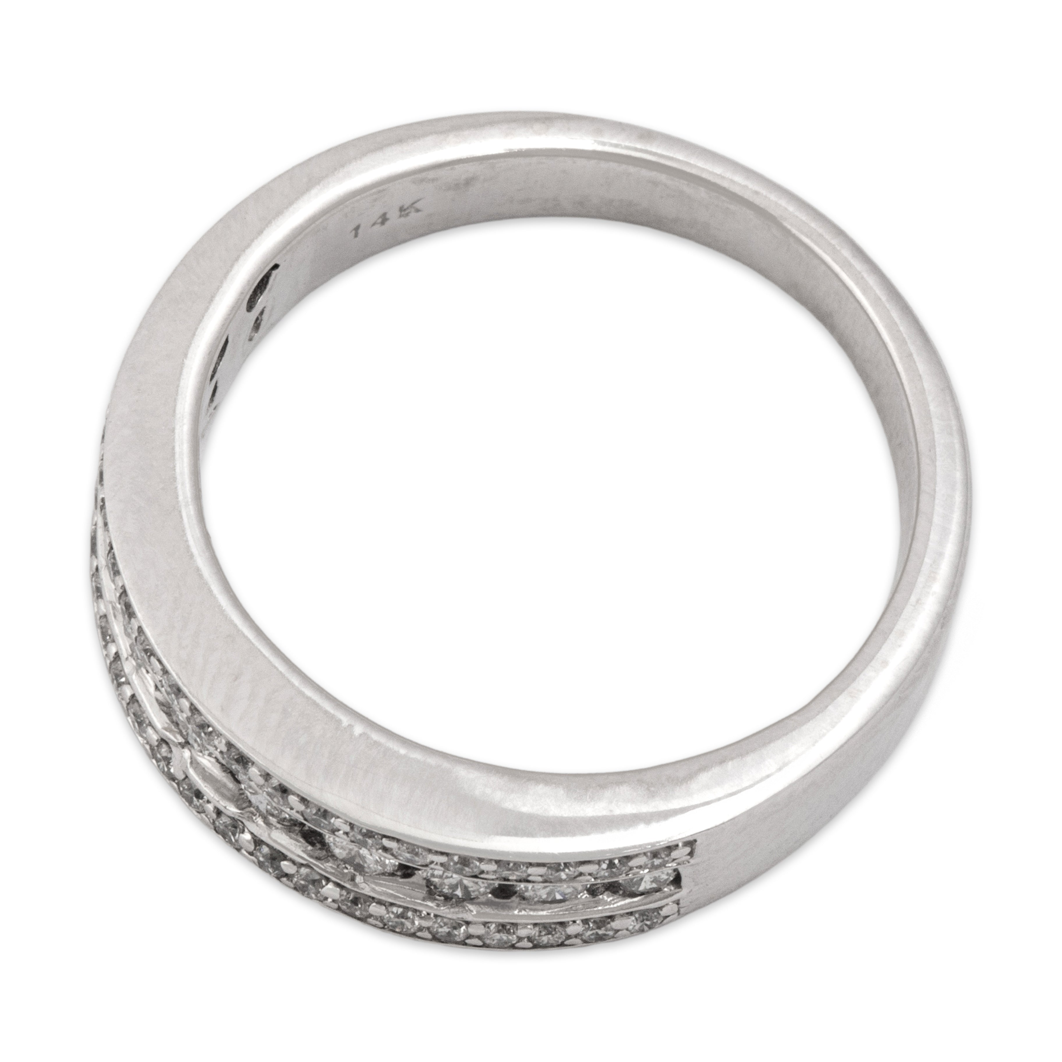 Vintage 14k White Gold Diamond Dazzling Channel Band Ring - Overall view