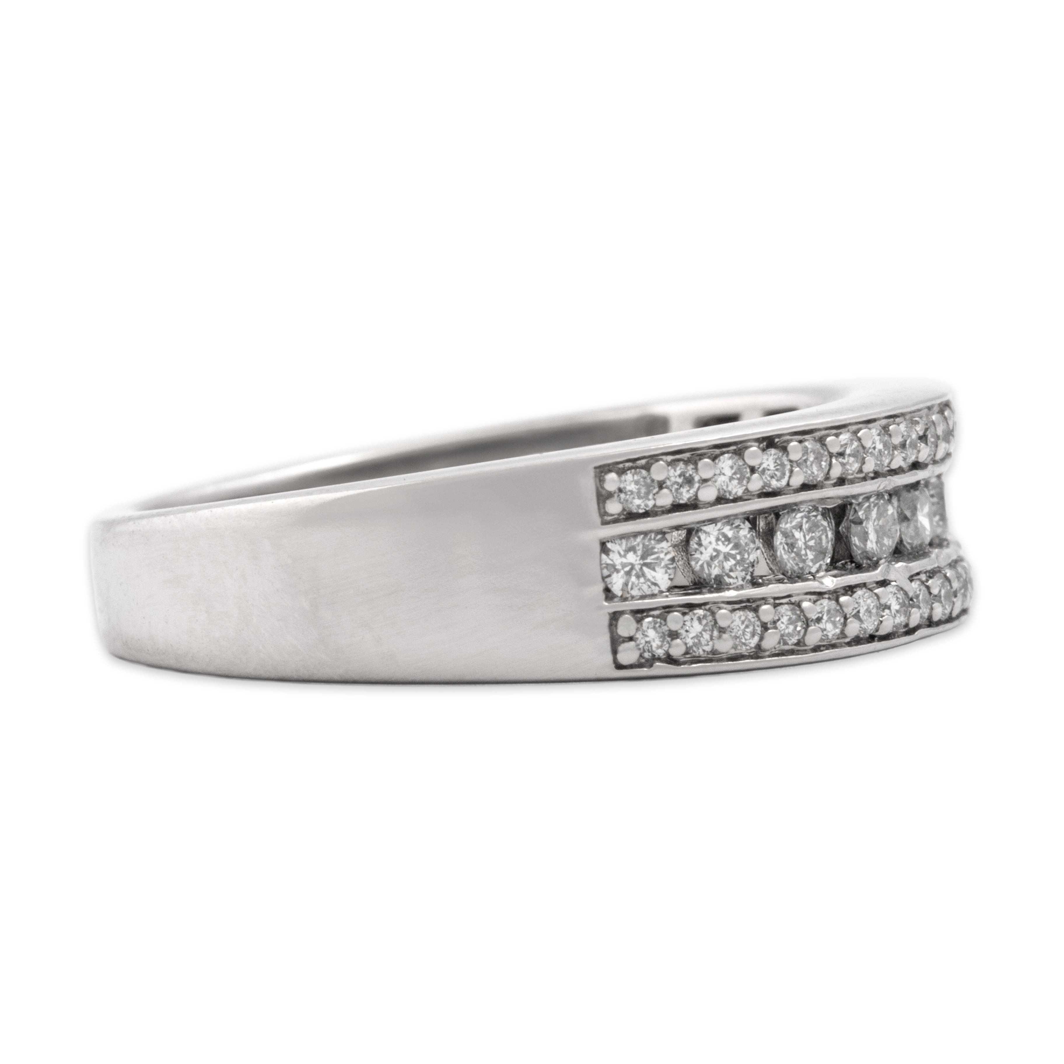 Vintage 14k White Gold Diamond Dazzling Channel Band Ring - Side view