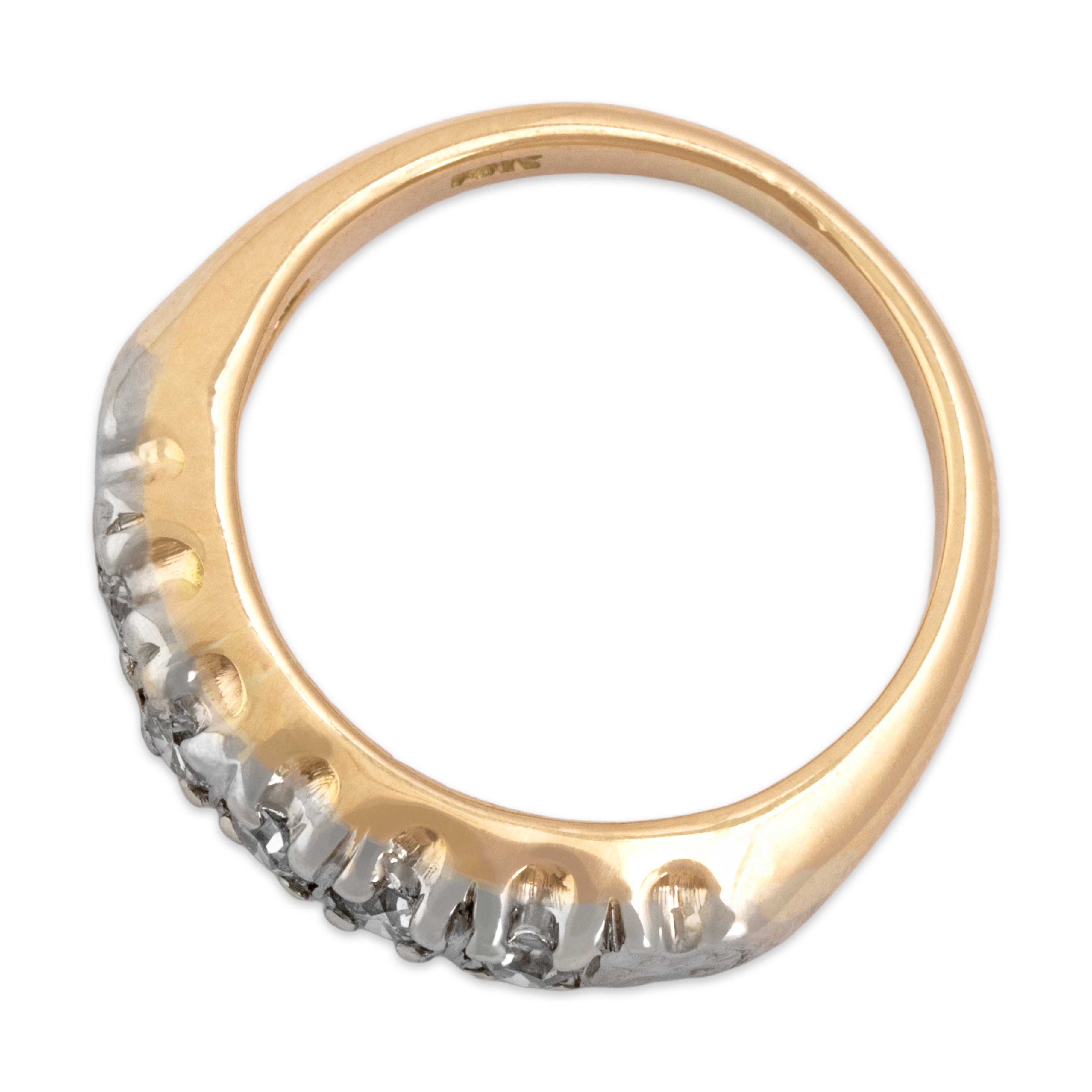 Antique 14k Yellow & White Gold Diamond Sparkling Five-Stone Blossom Band Ring - detail view #1