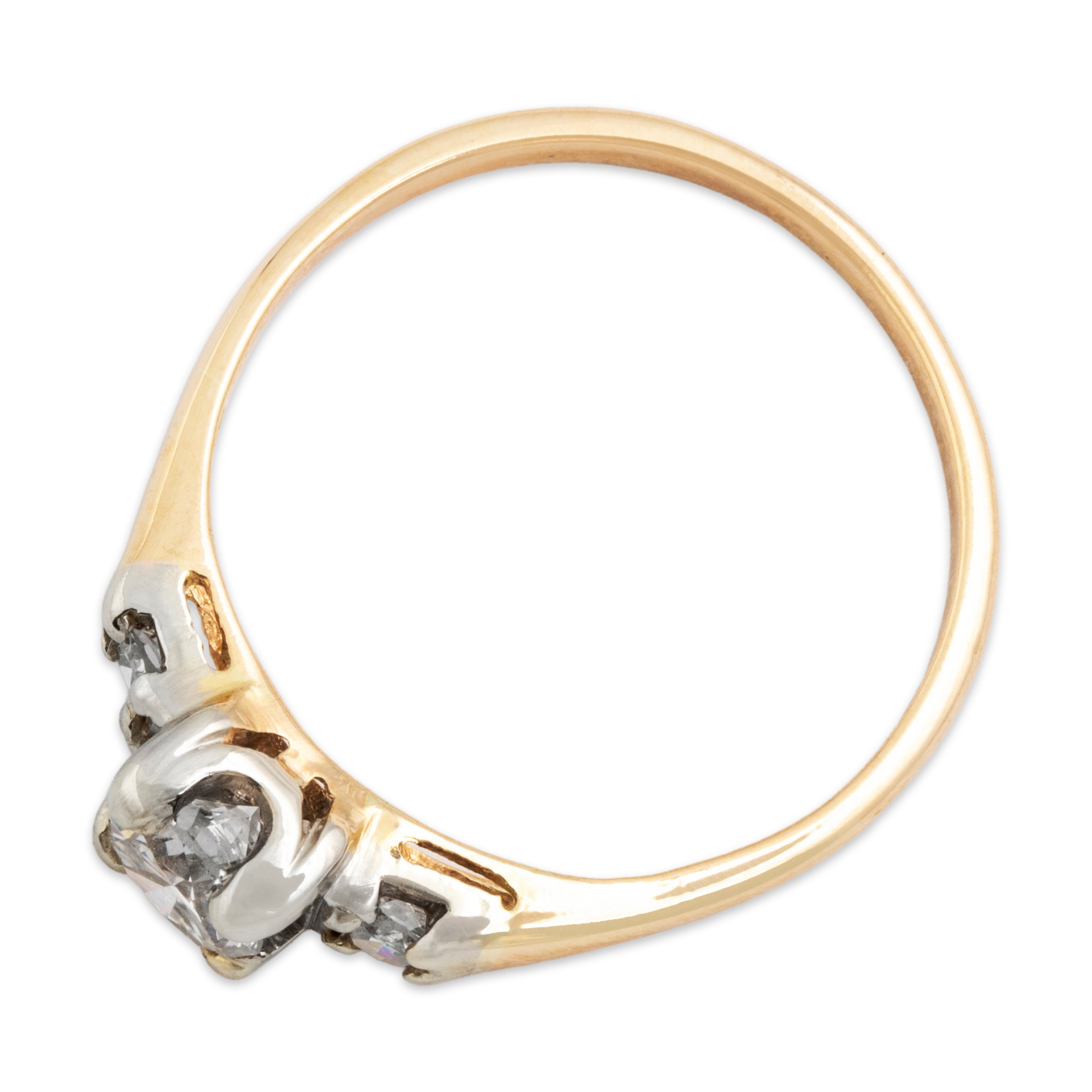 Vintage 14k Yellow Gold .58cttw Diamond Sparkling Trio Ring -Overall view