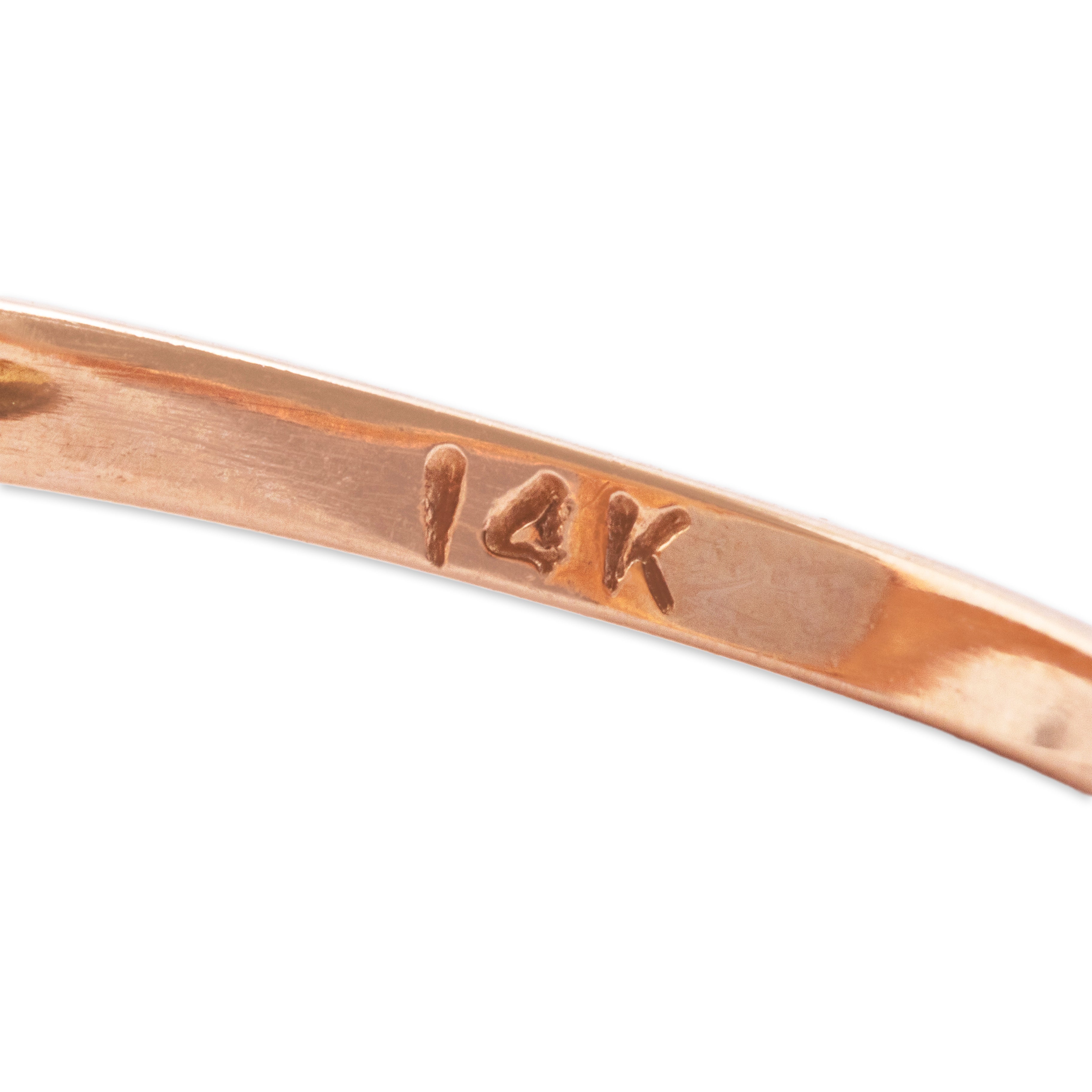 Vintage 14k Rose Gold 3.82ct Moonstone Gleaming Glowing Delicate Bypass Ring - Hallmark view