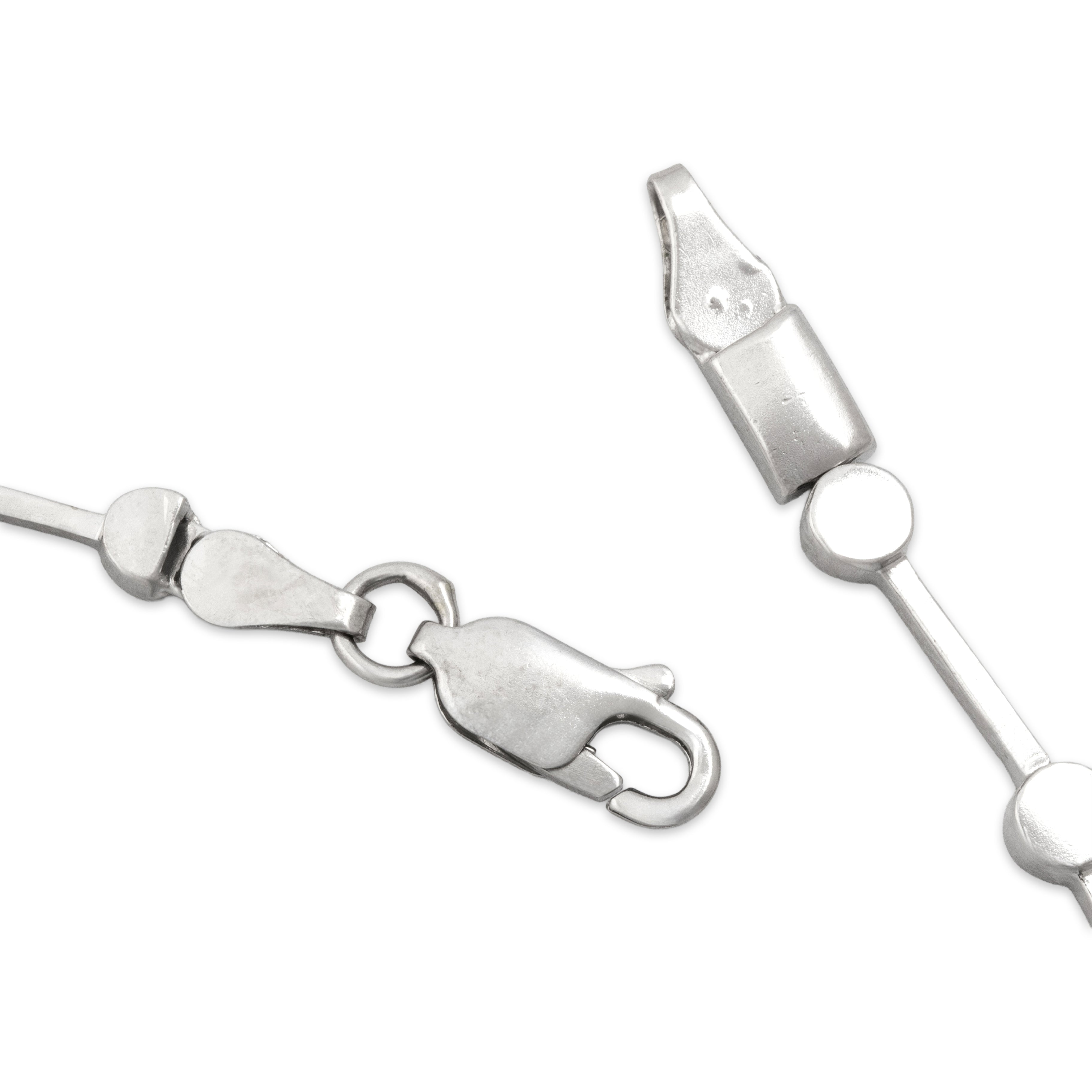 Vintage 14K White Gold Diamond Dazzling Round Station Necklace - clasp view