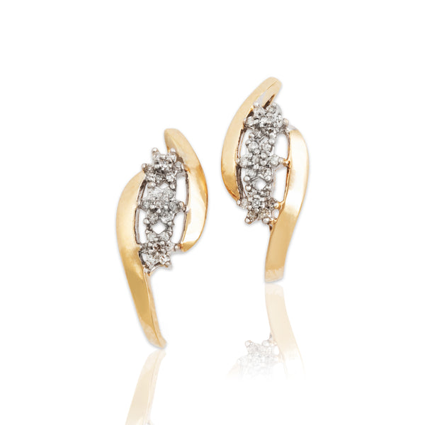 Vintage 10k Yellow Gold Diamond Triple Flower Stud Earrings