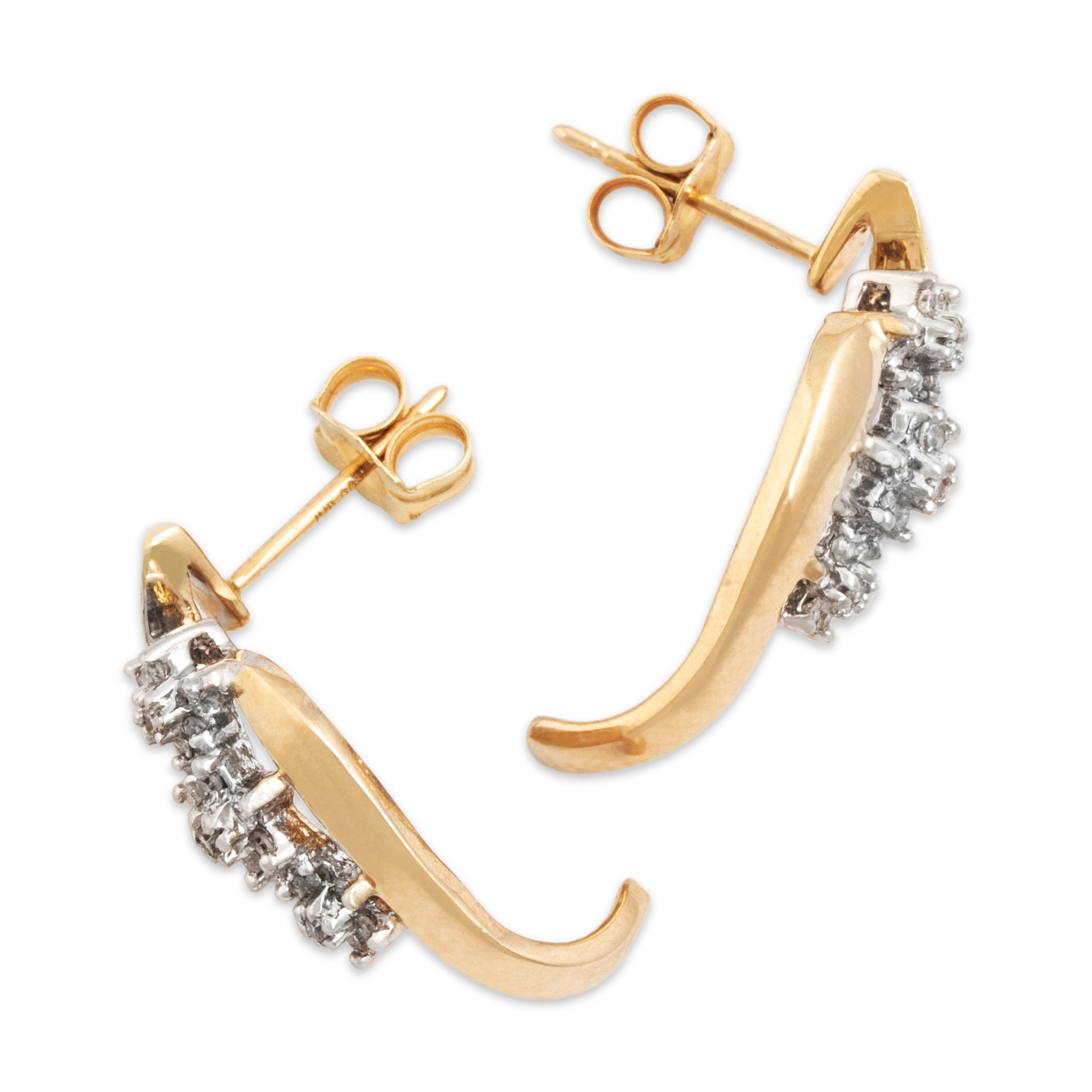 Vintage 10k Yellow Gold Diamond Triple Flower Stud Earrings - Side view