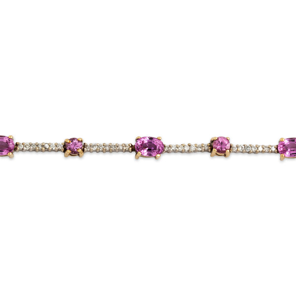 Vintage 14k White & Yellow Gold 4.77cttw Pink Sapphire Diamond Superb Bracelet 6.75