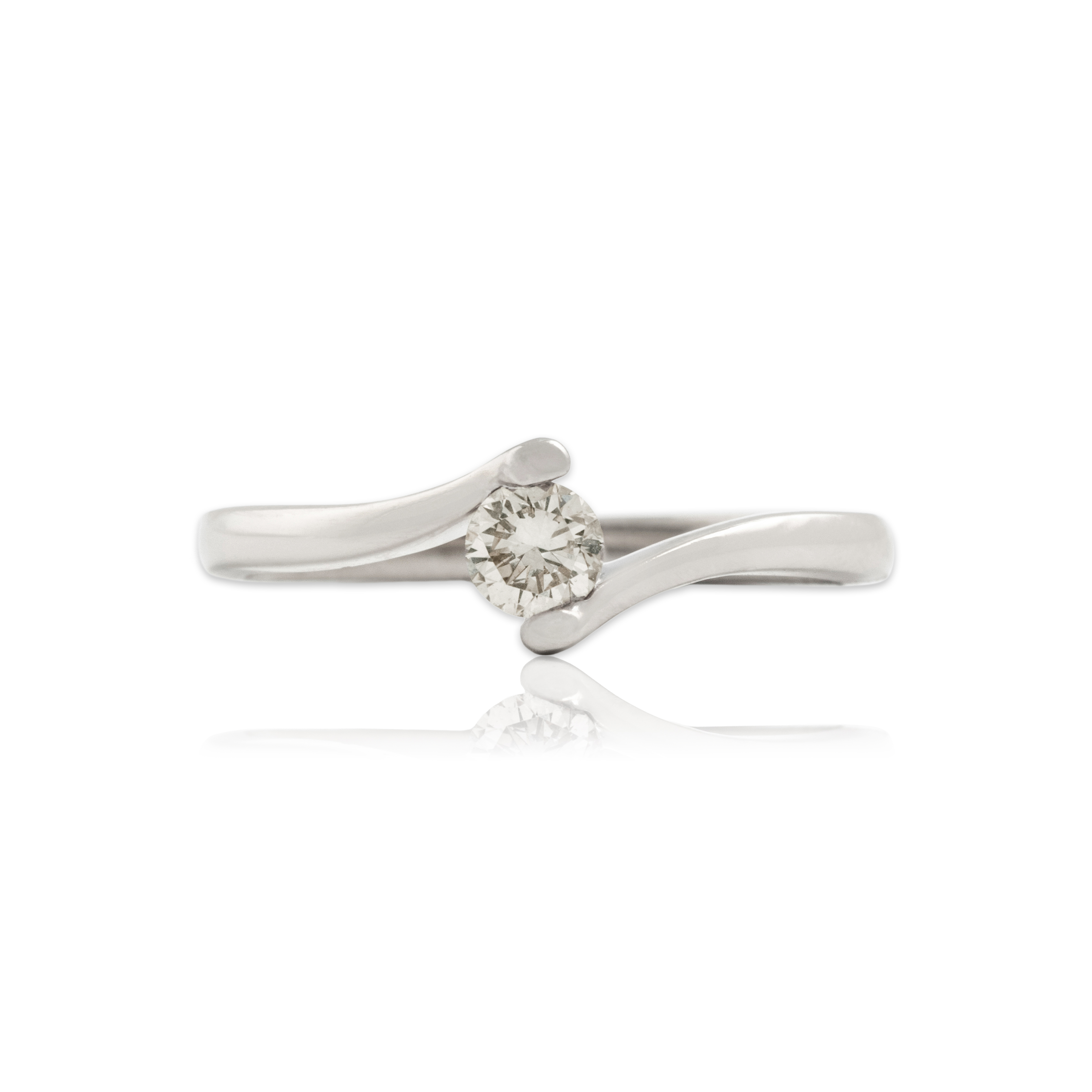 Vintage 14k White Gold .21ct Diamond Bypass Solitaire Ring 5.75