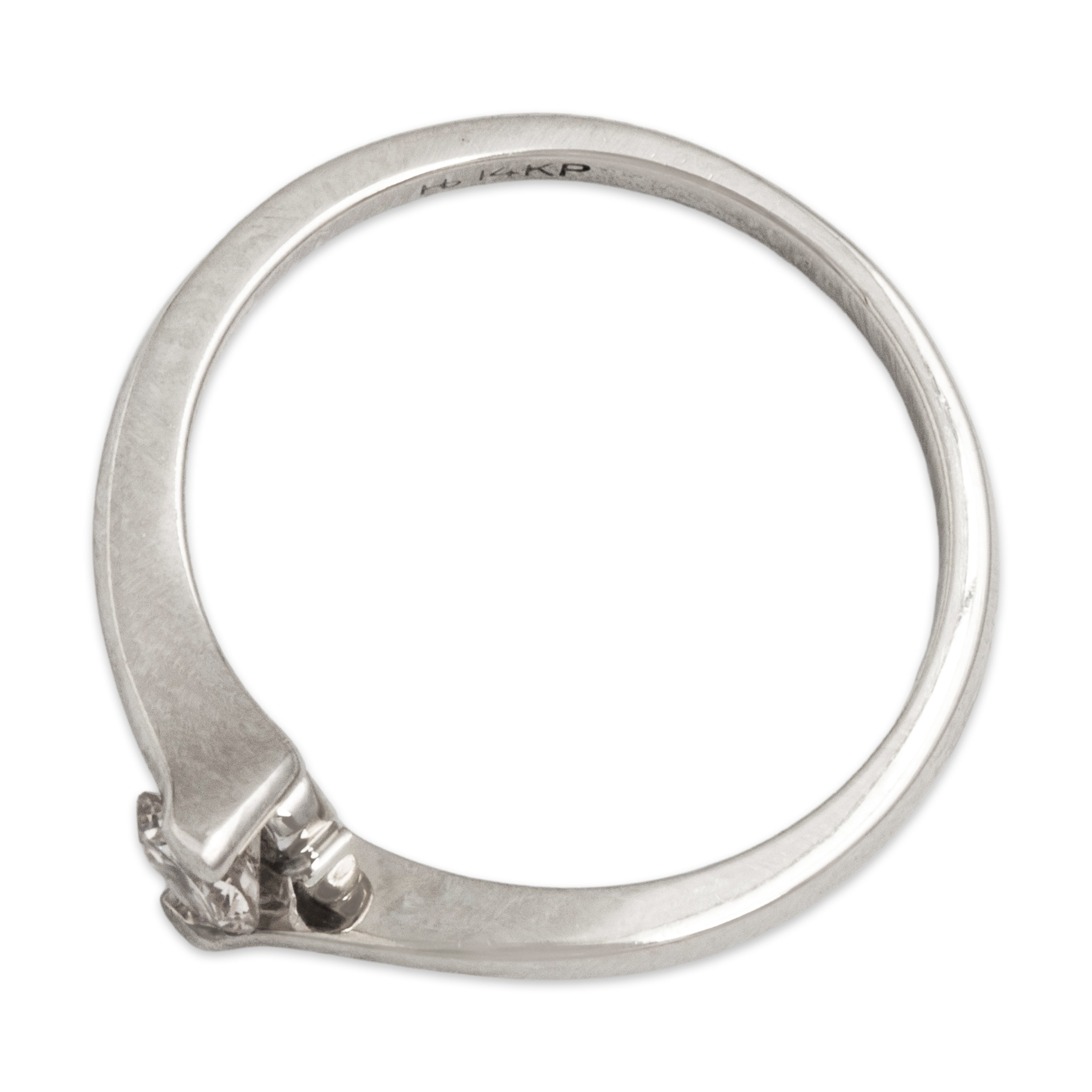 Vintage 14k White Gold Diamond Bypass Solitaire Ring - Overall view