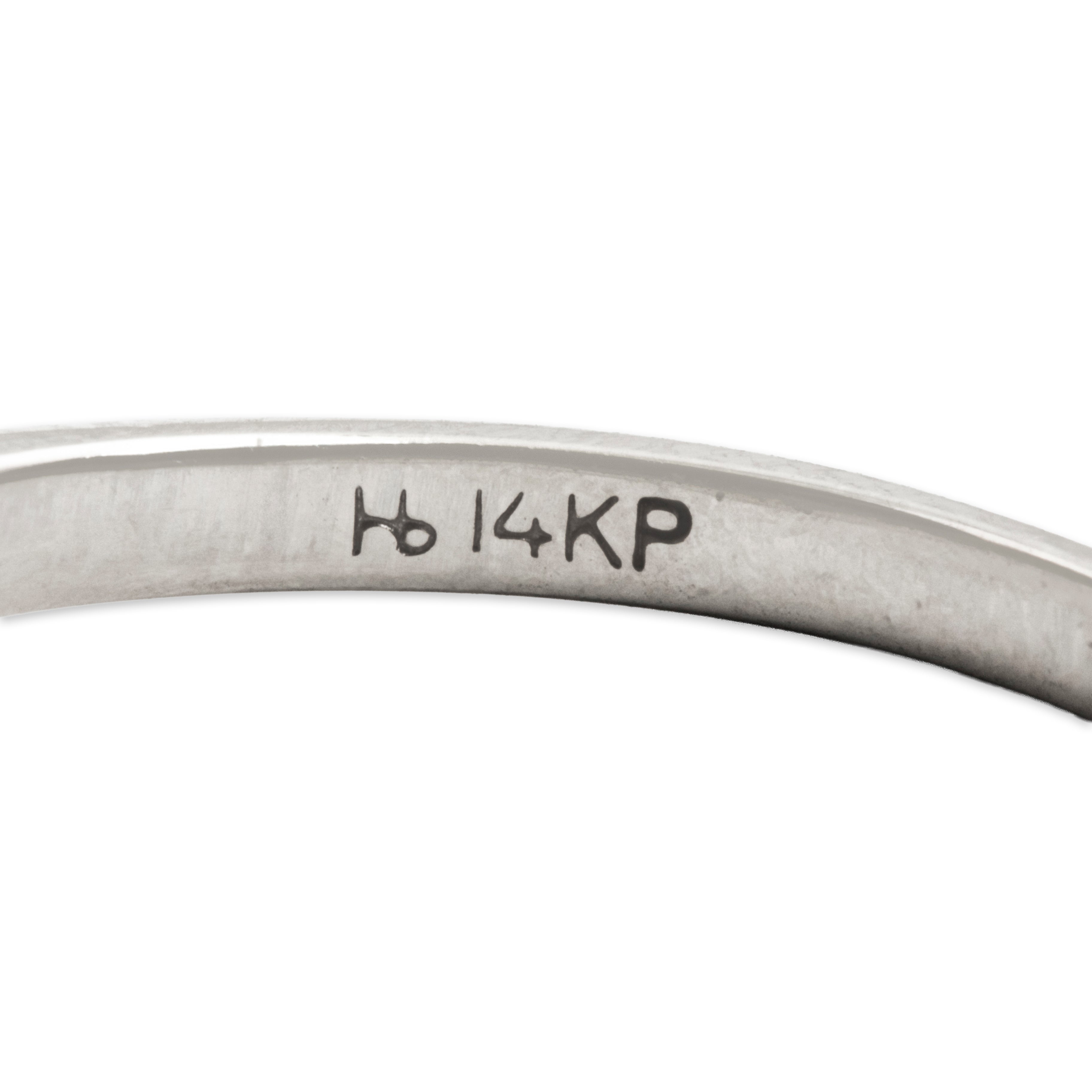 Vintage 14k White Gold Diamond Bypass Solitaire Ring - Hallmark view