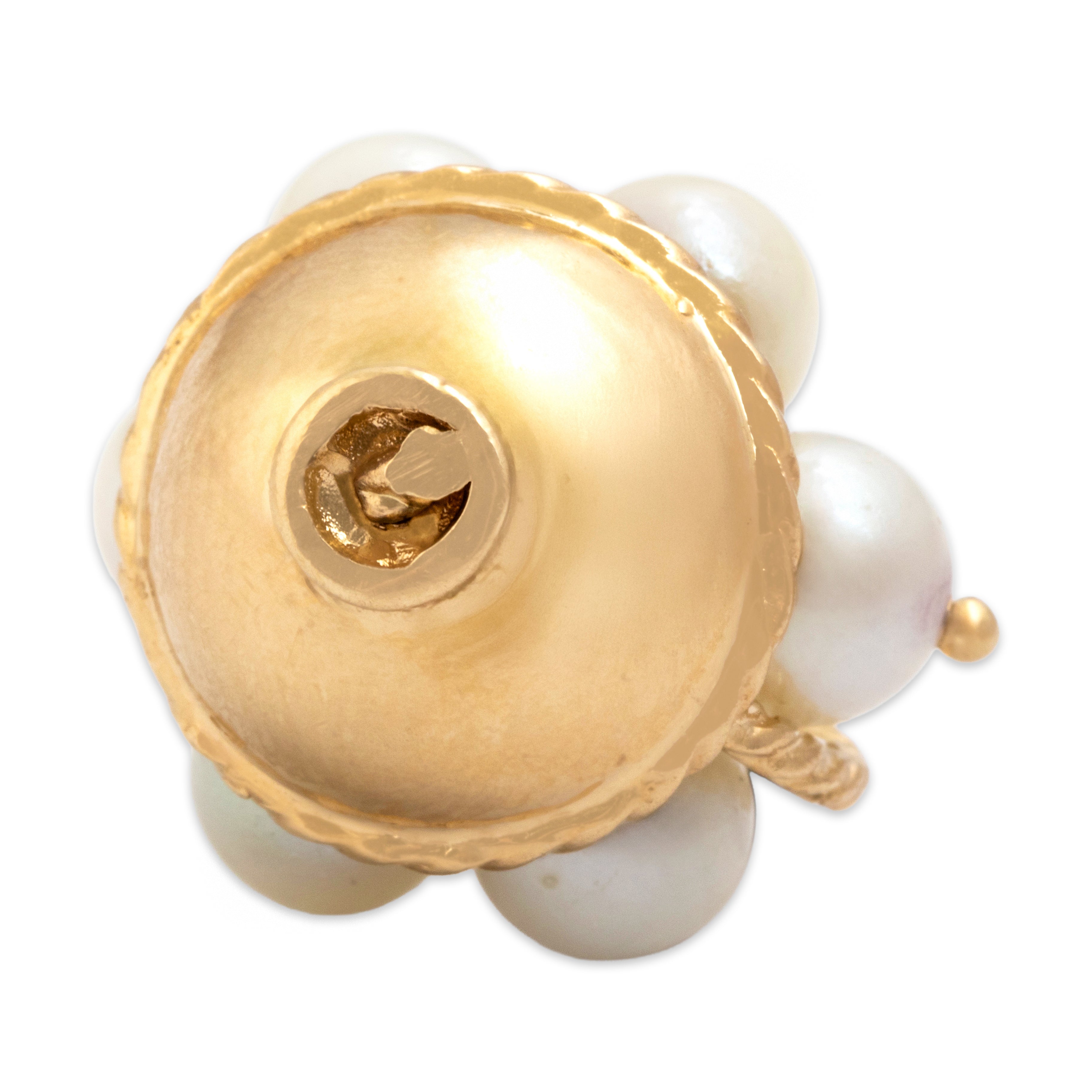 Vintage Heavy 14k Yellow Gold Pearl Delightful Berry Basket Charm / Pendant - detail view #1