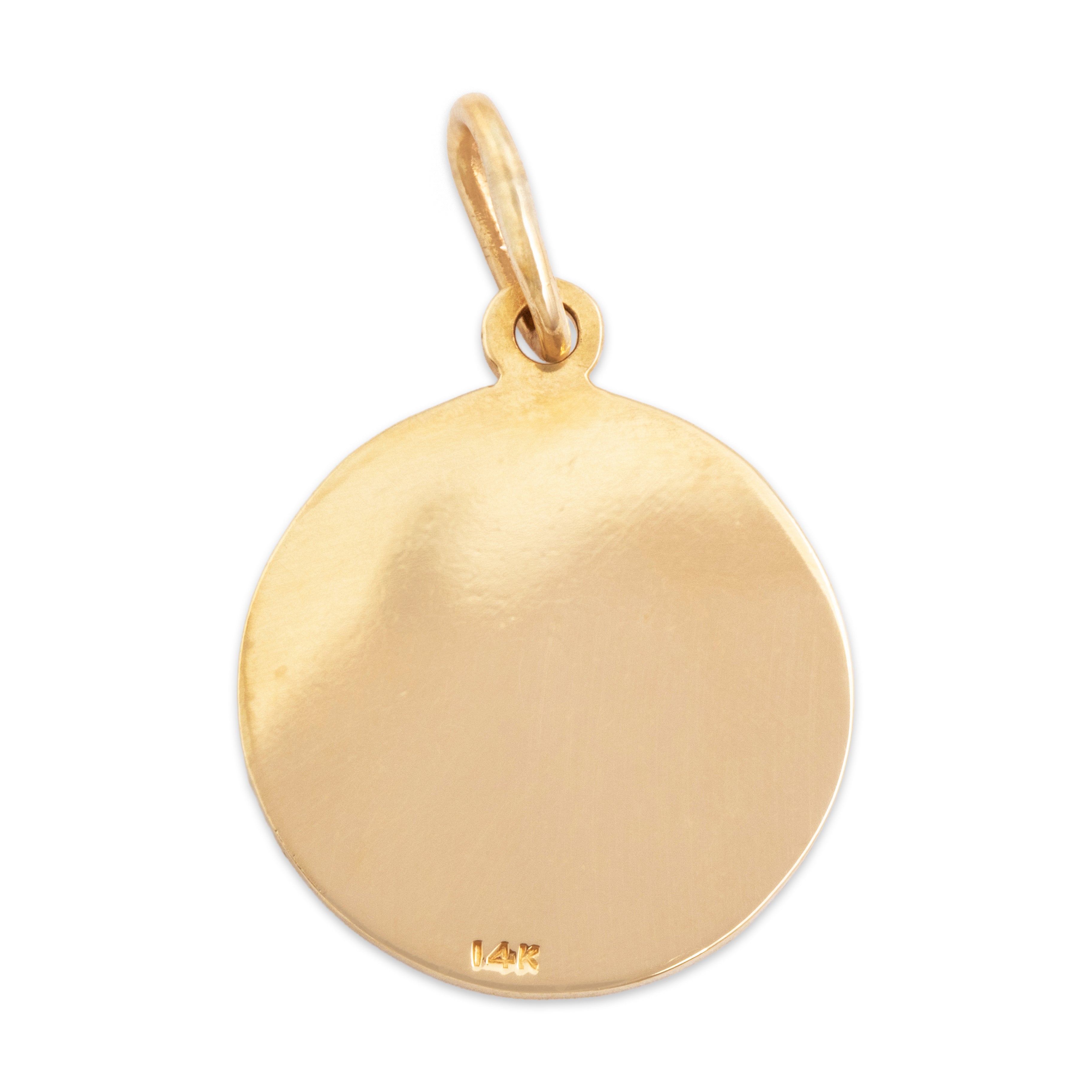 Vintage 14k Yellow Gold Gleaming Sleek Circle Charm / Pendant - Hallmark view
