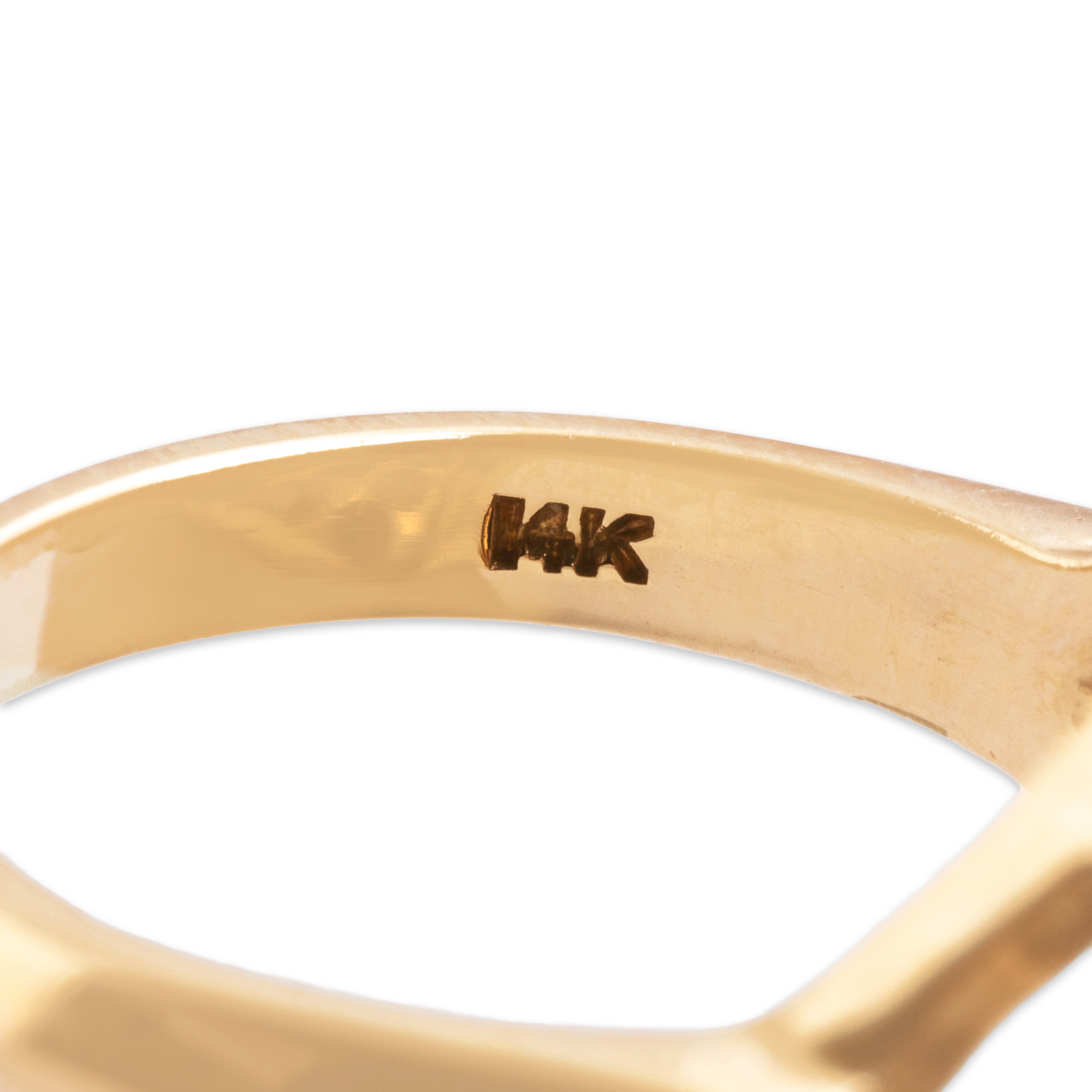 Vintage 14k Yellow Gold 1.17ct Blue Sapphire Pearl Heavy Fantastic Checkerboard Tile Ring - Hallmark view