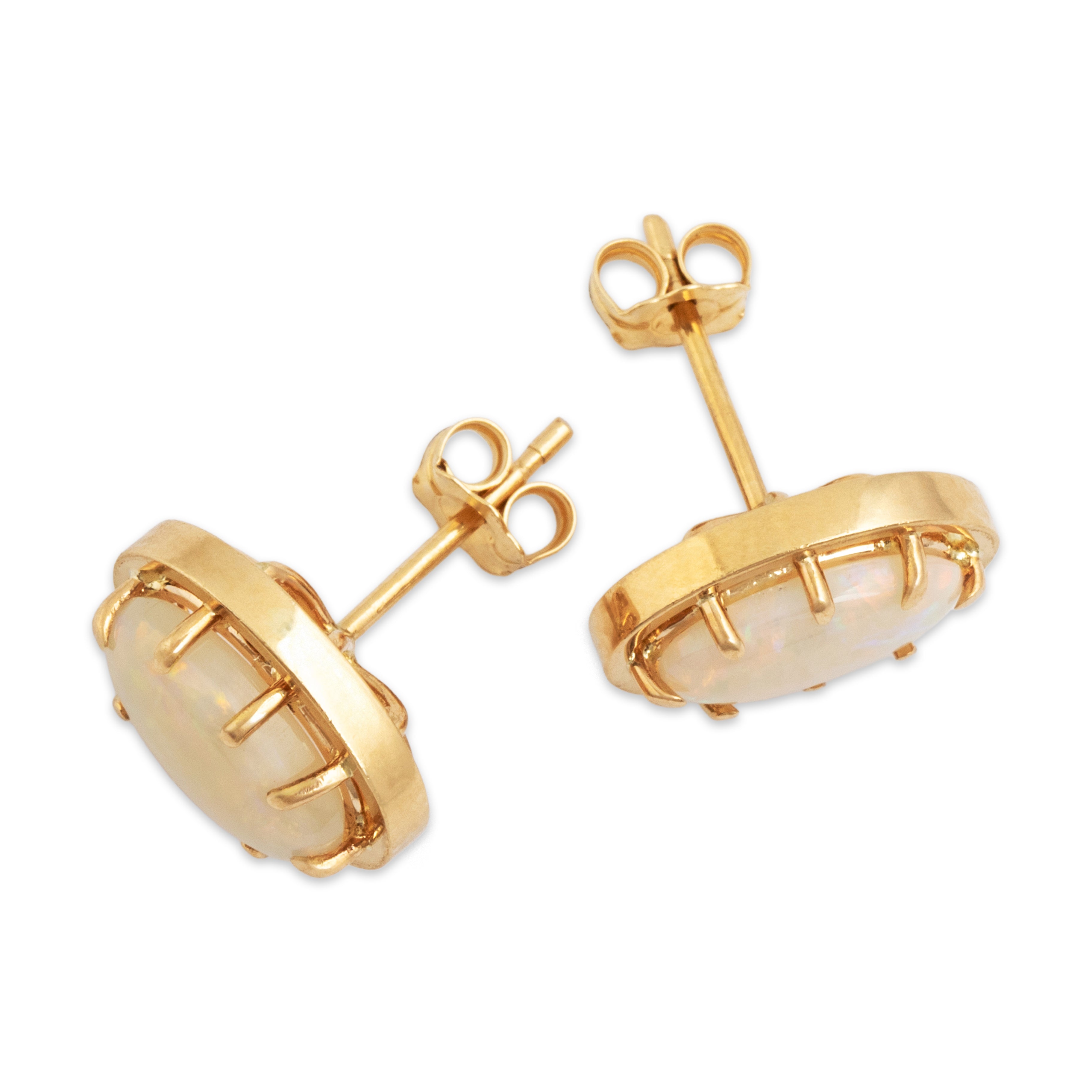 Vintage 18k Yellow Gold Luminous Oval Earrings - Overall view