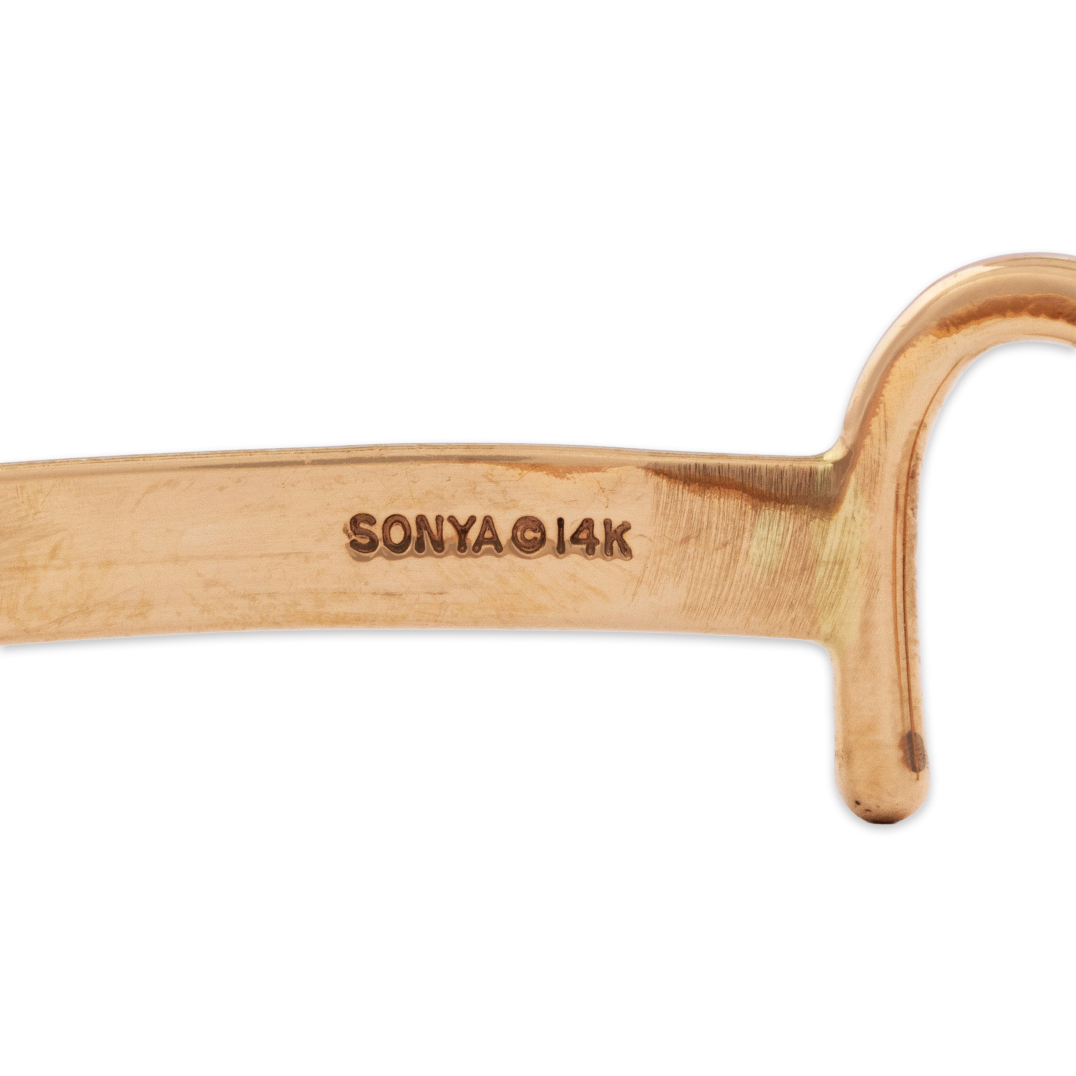 Vintage 14k Rosy Yellow Gold Hook Clasp Bracelet - Hallmark view